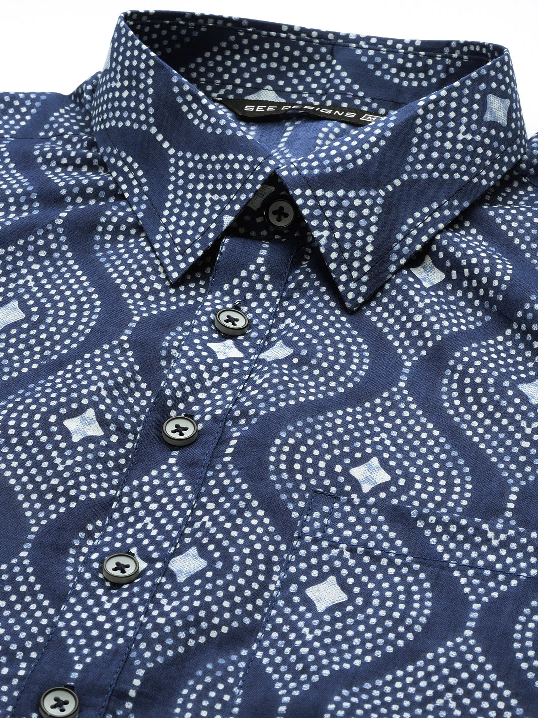 Men Indigo Regular Pure Cotton Pathani Printed Men'S Kurta - Image 2