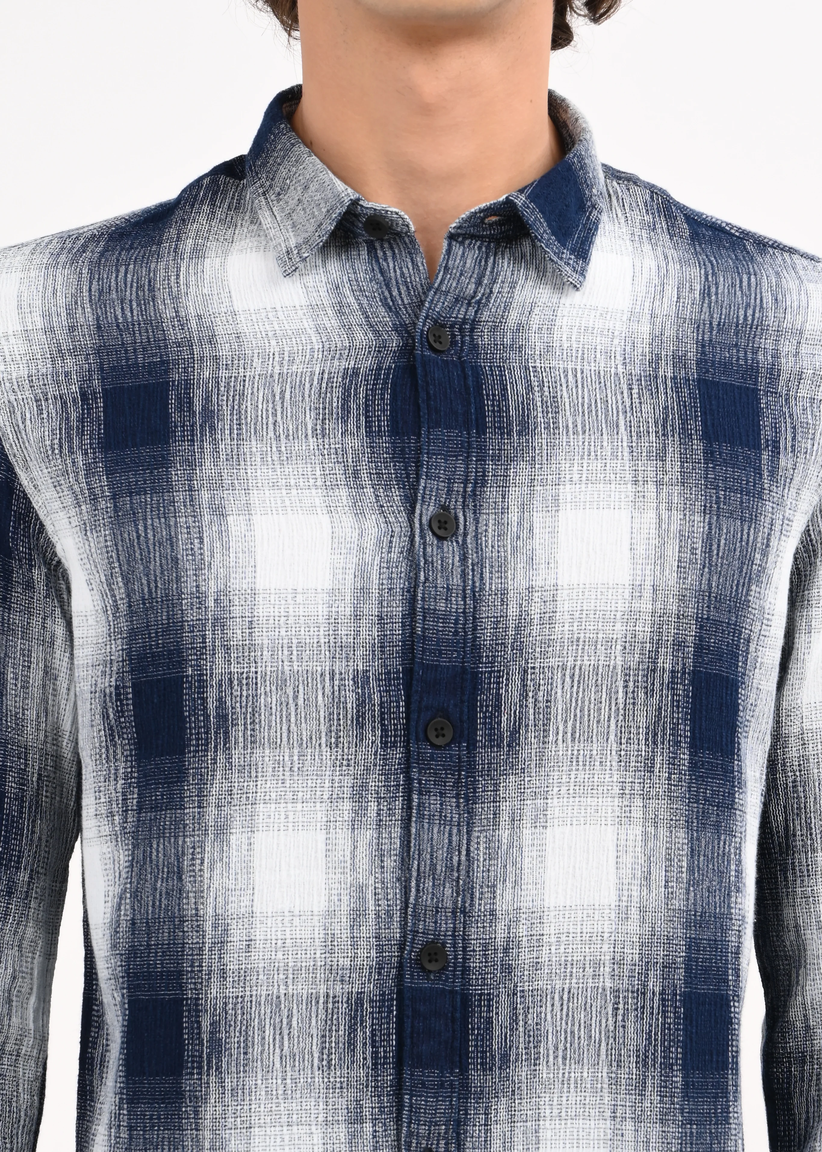 Men White Checked Shirt - Image 3