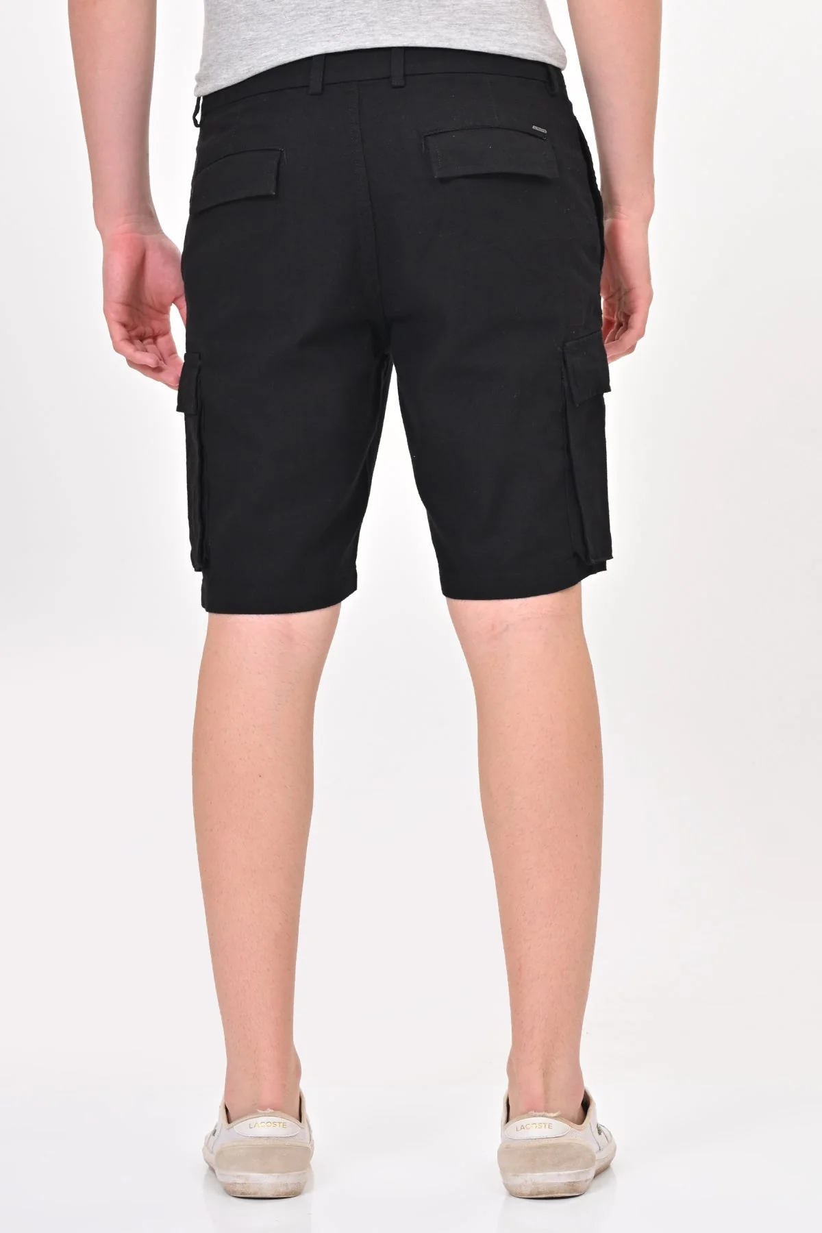 Men Infra Cotton Linen Cargo Shorts Black - Image 5