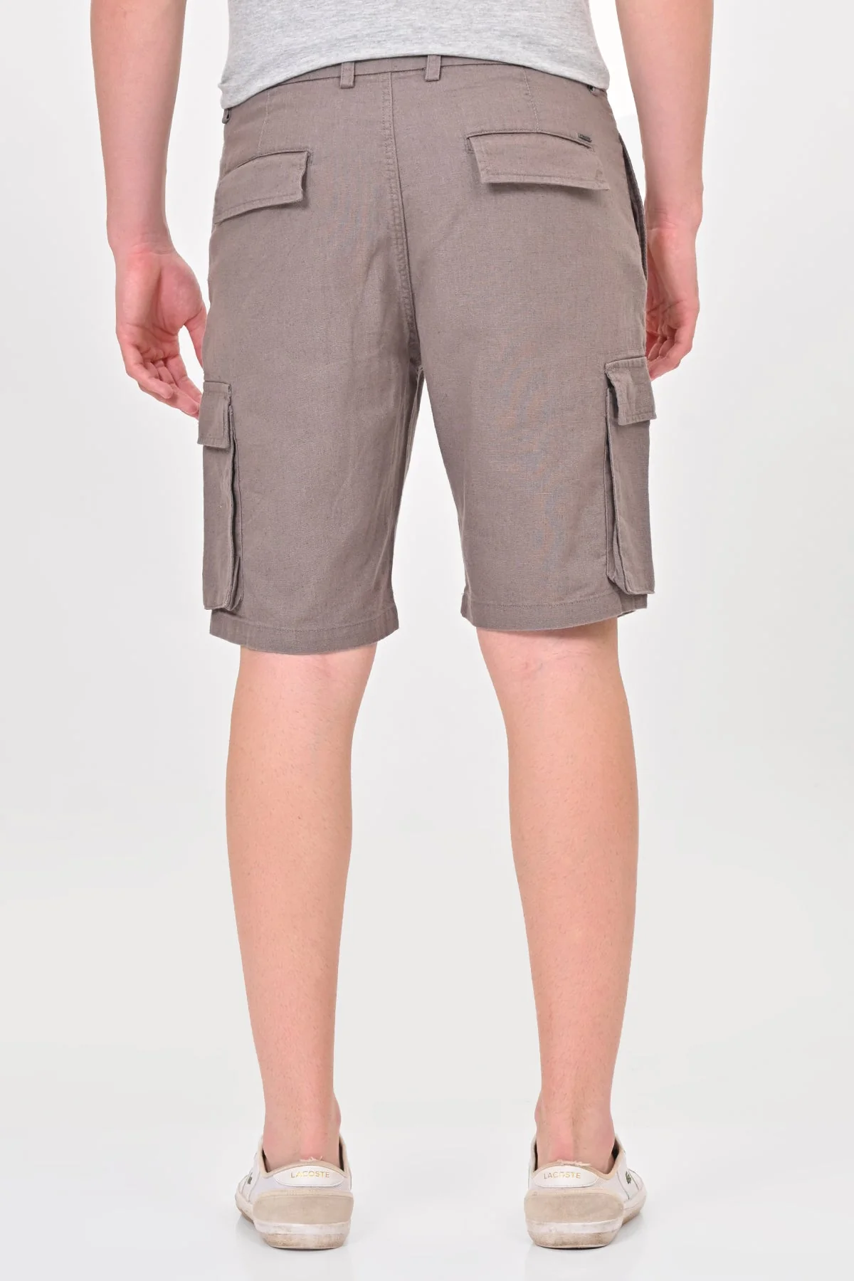 Men Infra Cotton Linen Cargo Shorts Lt Grey - Image 3