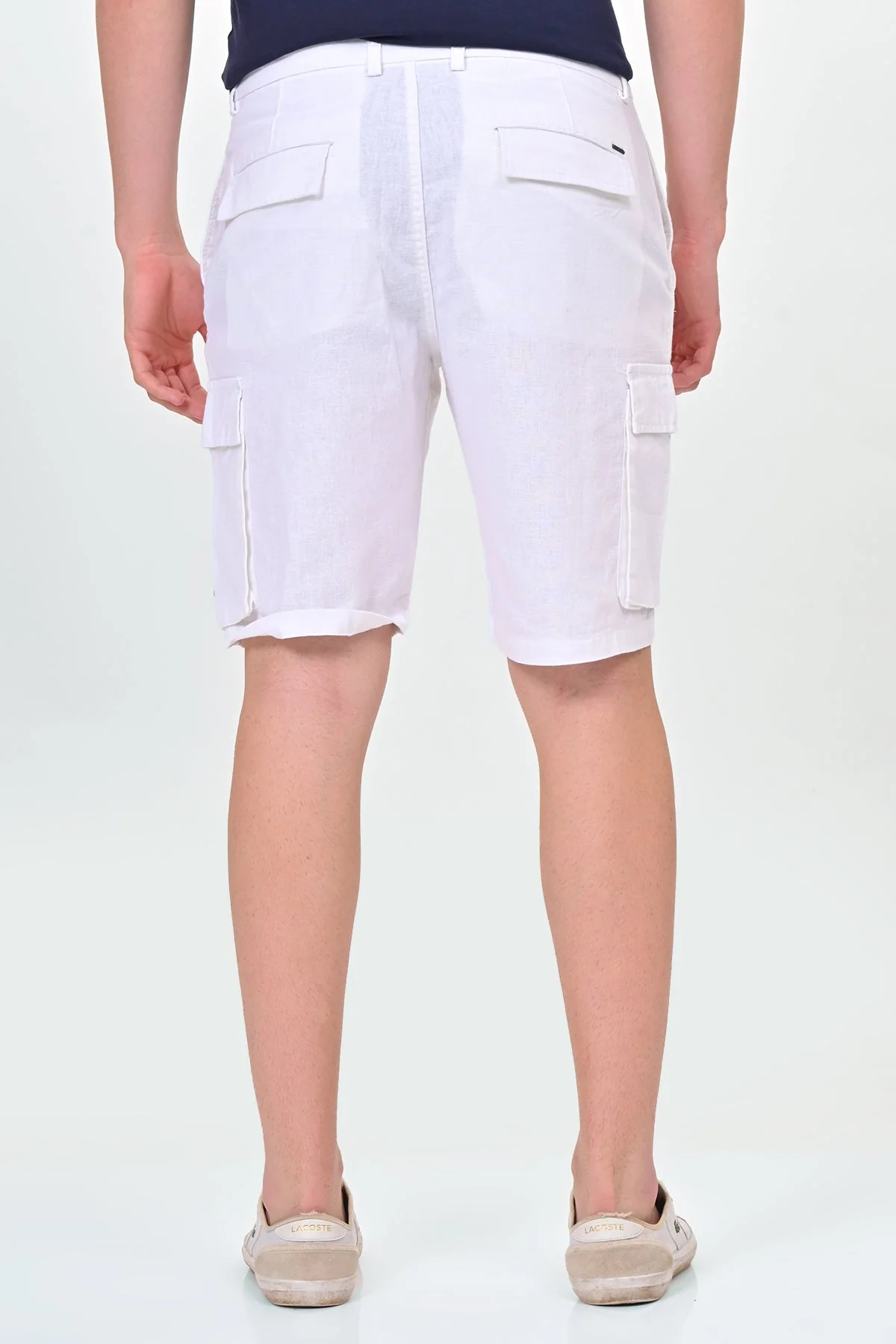 Men Infra Cotton Linen Cargo Shorts White - Image 5