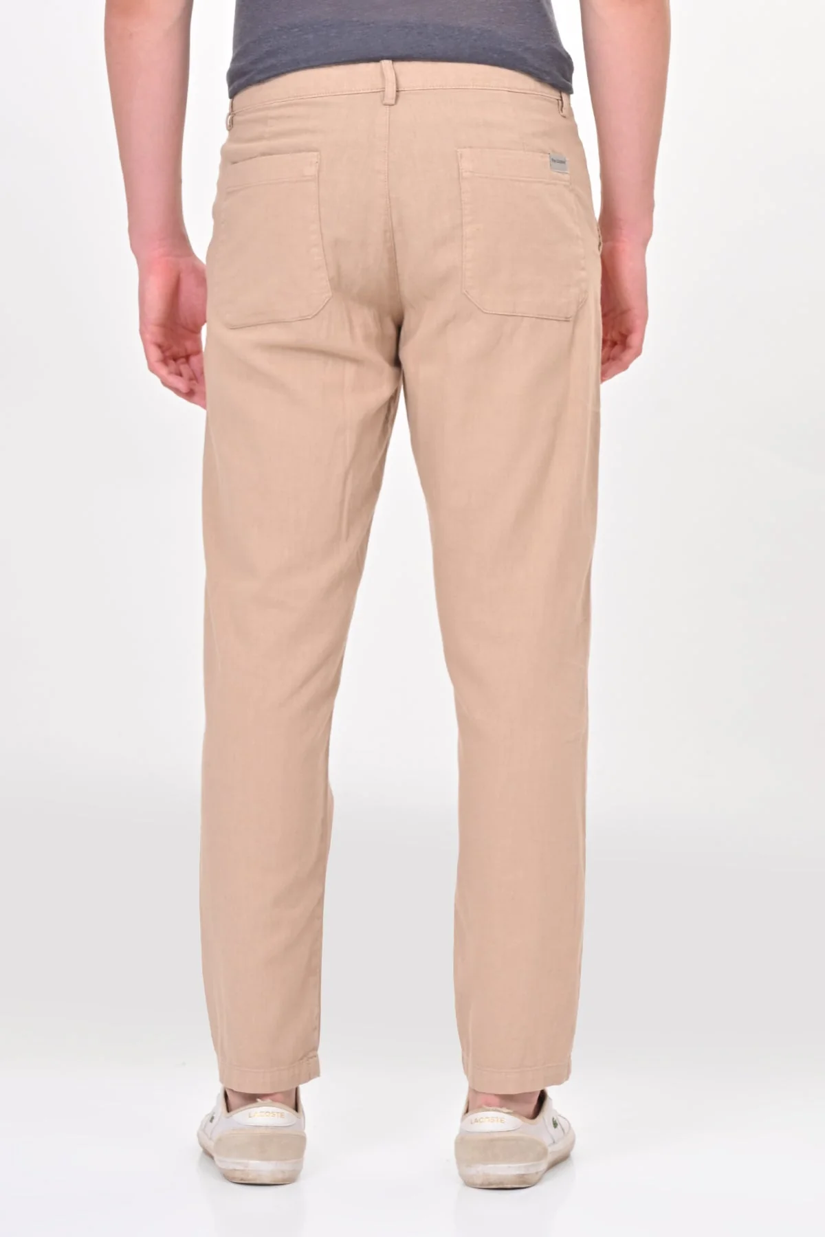 Men Ivory Linen Detailed Trouser Beige - Image 5