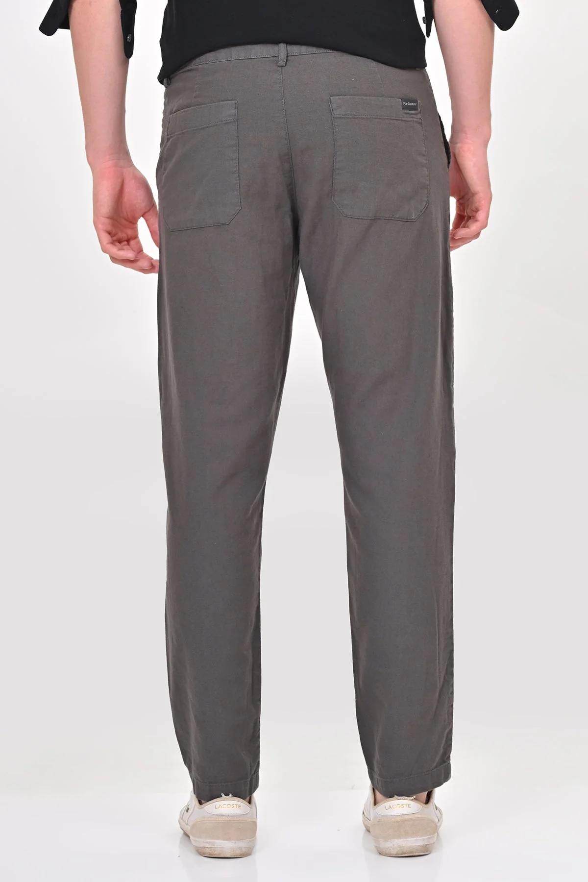 Men Ivory Linen Detailed Trouser Dk Grey - Image 5