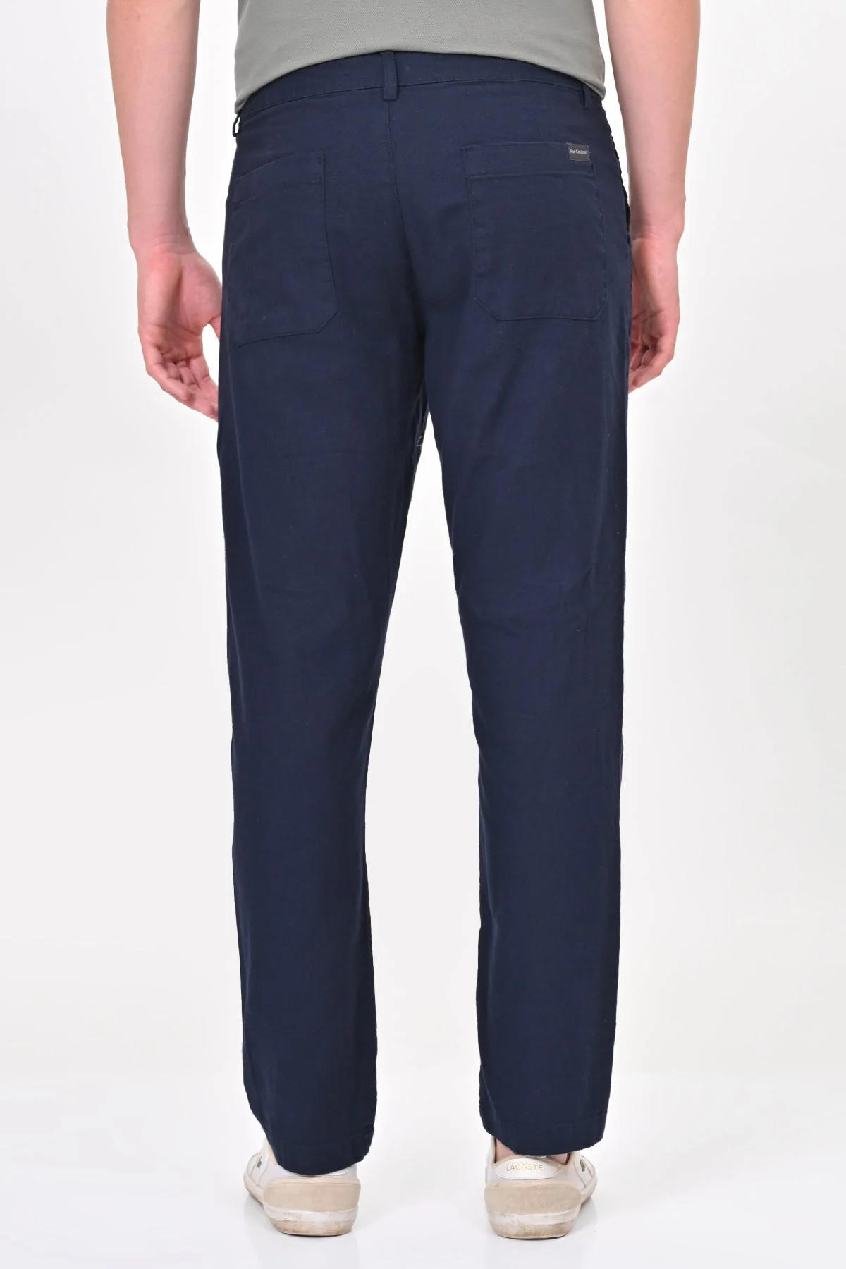 Men Ivory Linen Detailed Trouser Navy - Image 5