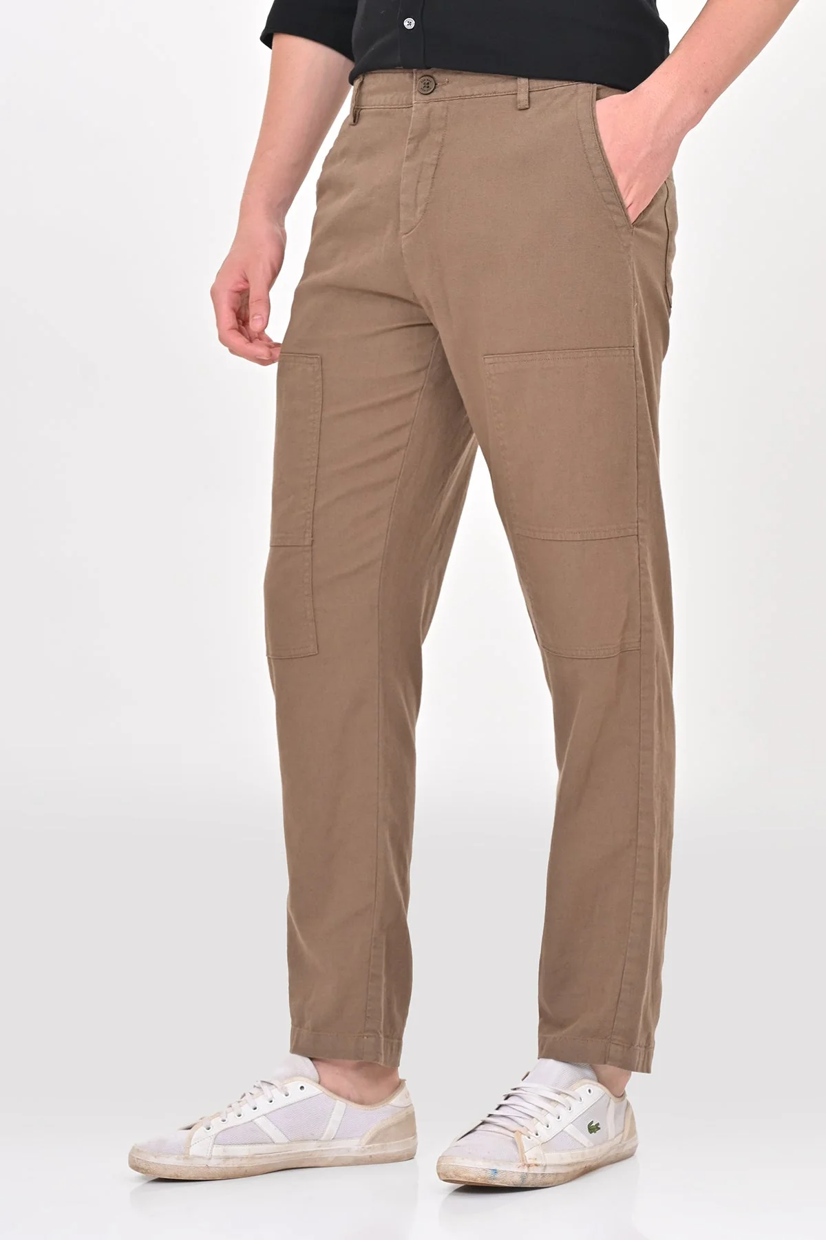 Men Ivory Linen Detailed Trouser Taupe - Image 2
