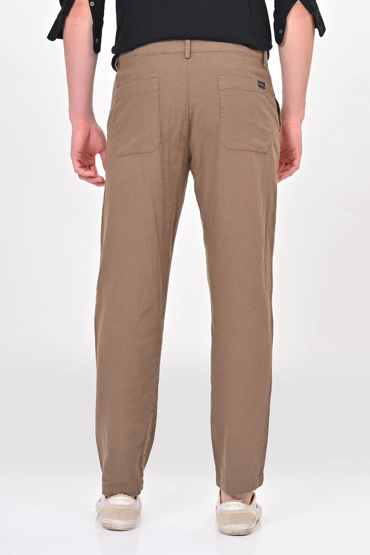 Men Ivory Linen Detailed Trouser Taupe - Image 5