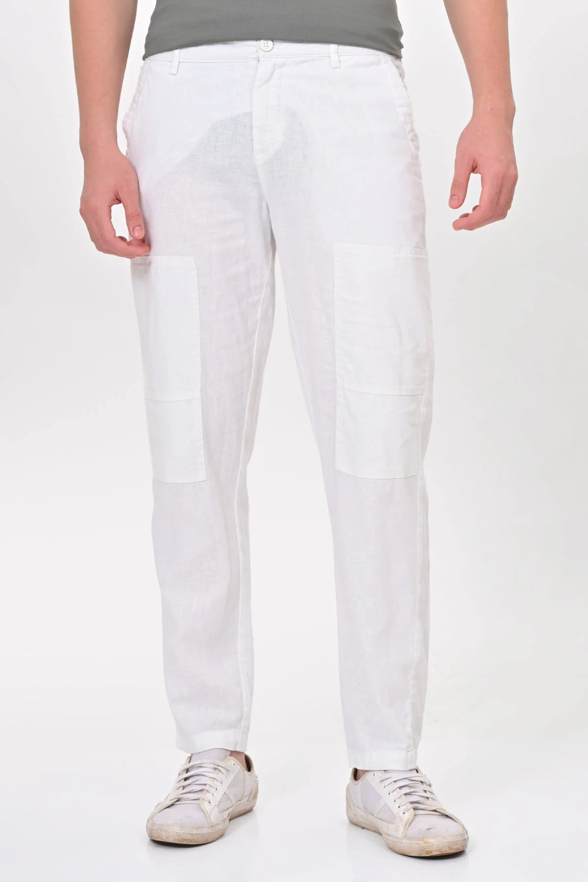 Men Ivory Linen Detailed Trouser White - Image 3