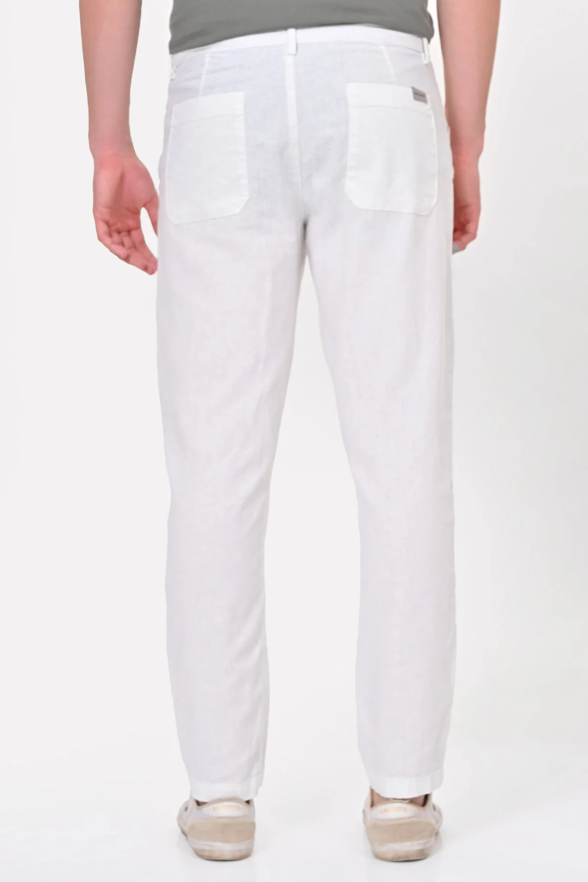 Men Ivory Linen Detailed Trouser White - Image 5