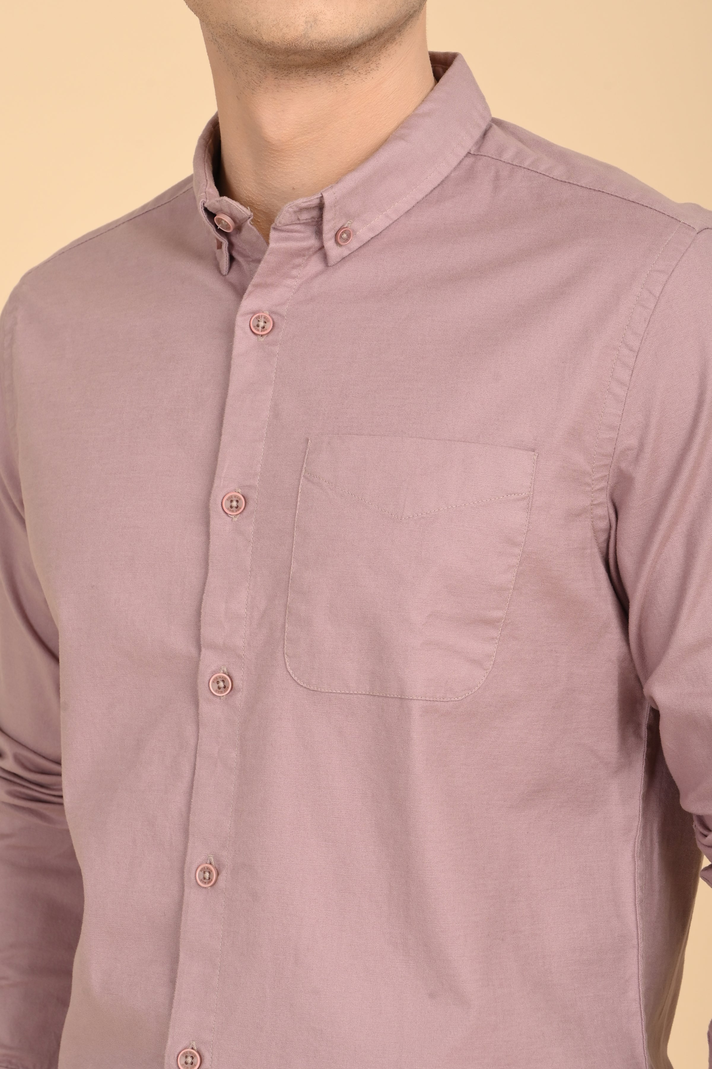 Men Janet Soft Peached Oxford Shirt Dusky Pink - Image 5