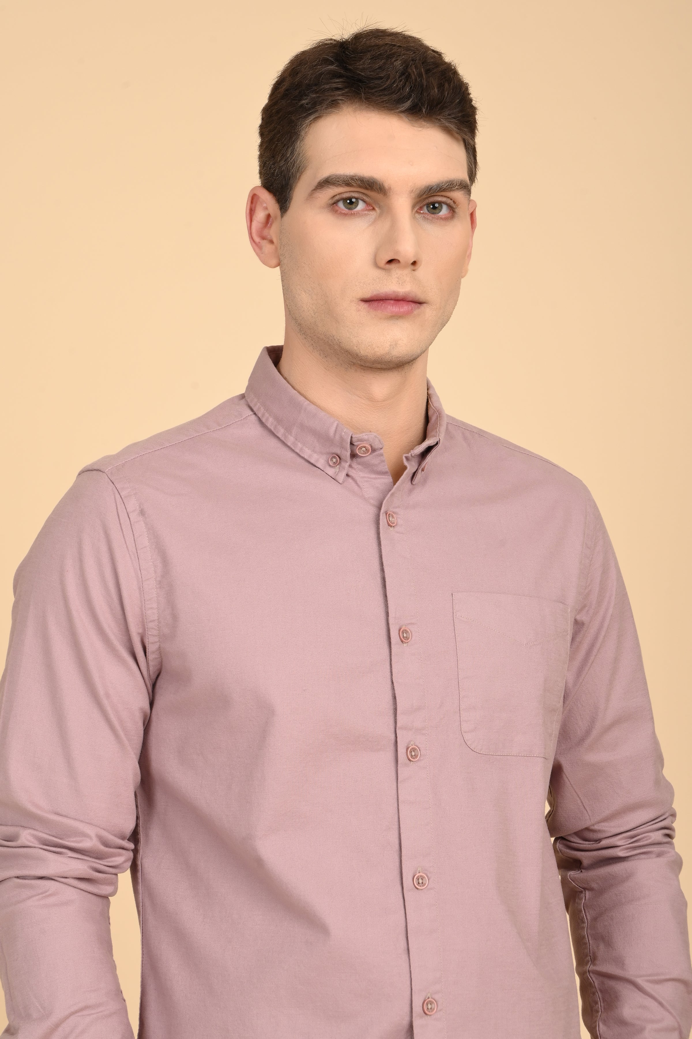 Men Janet Soft Peached Oxford Shirt Dusky Pink - Image 6