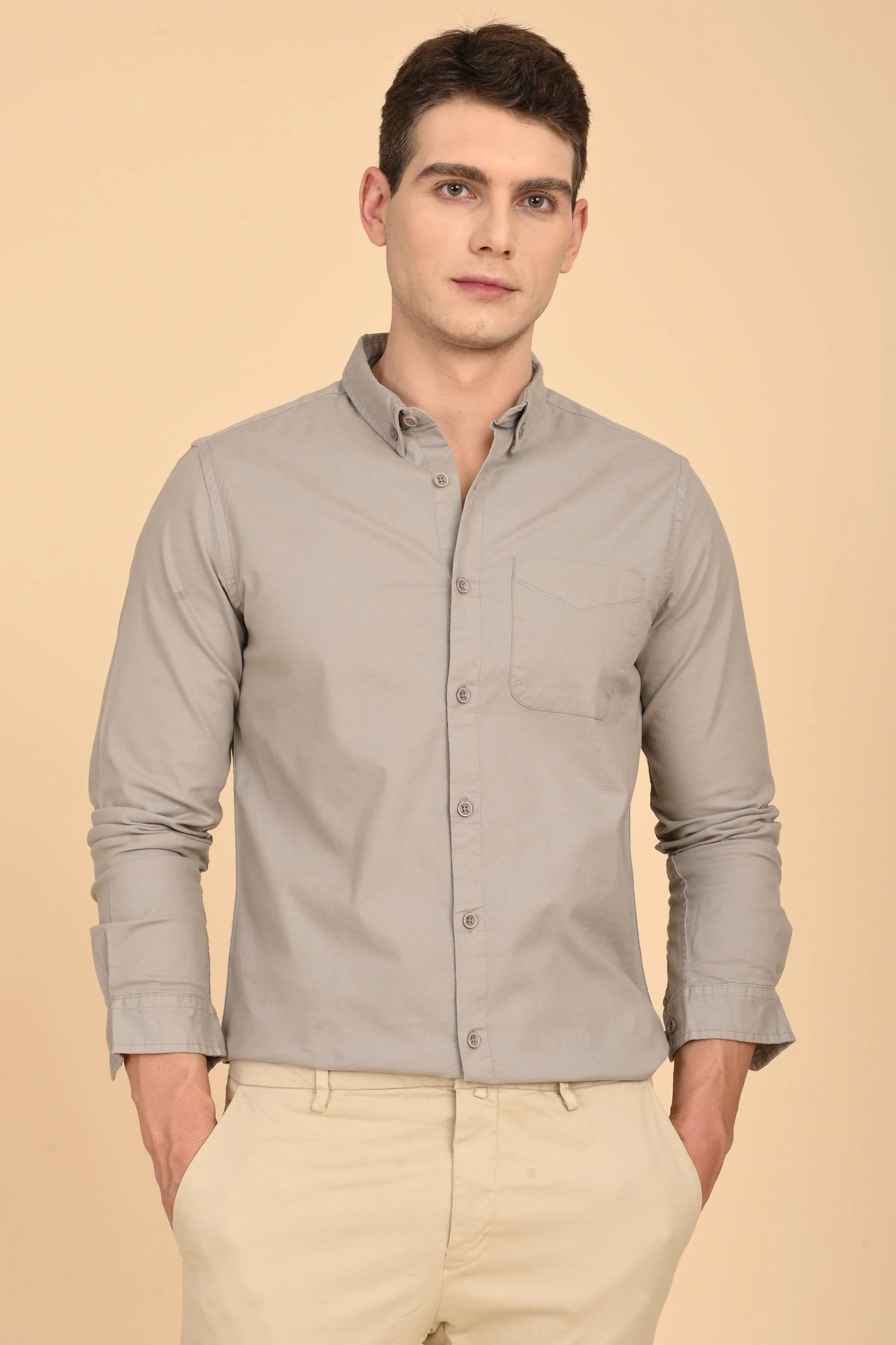 Men Janet Soft Peached Oxford Shirt Pista - Image 3