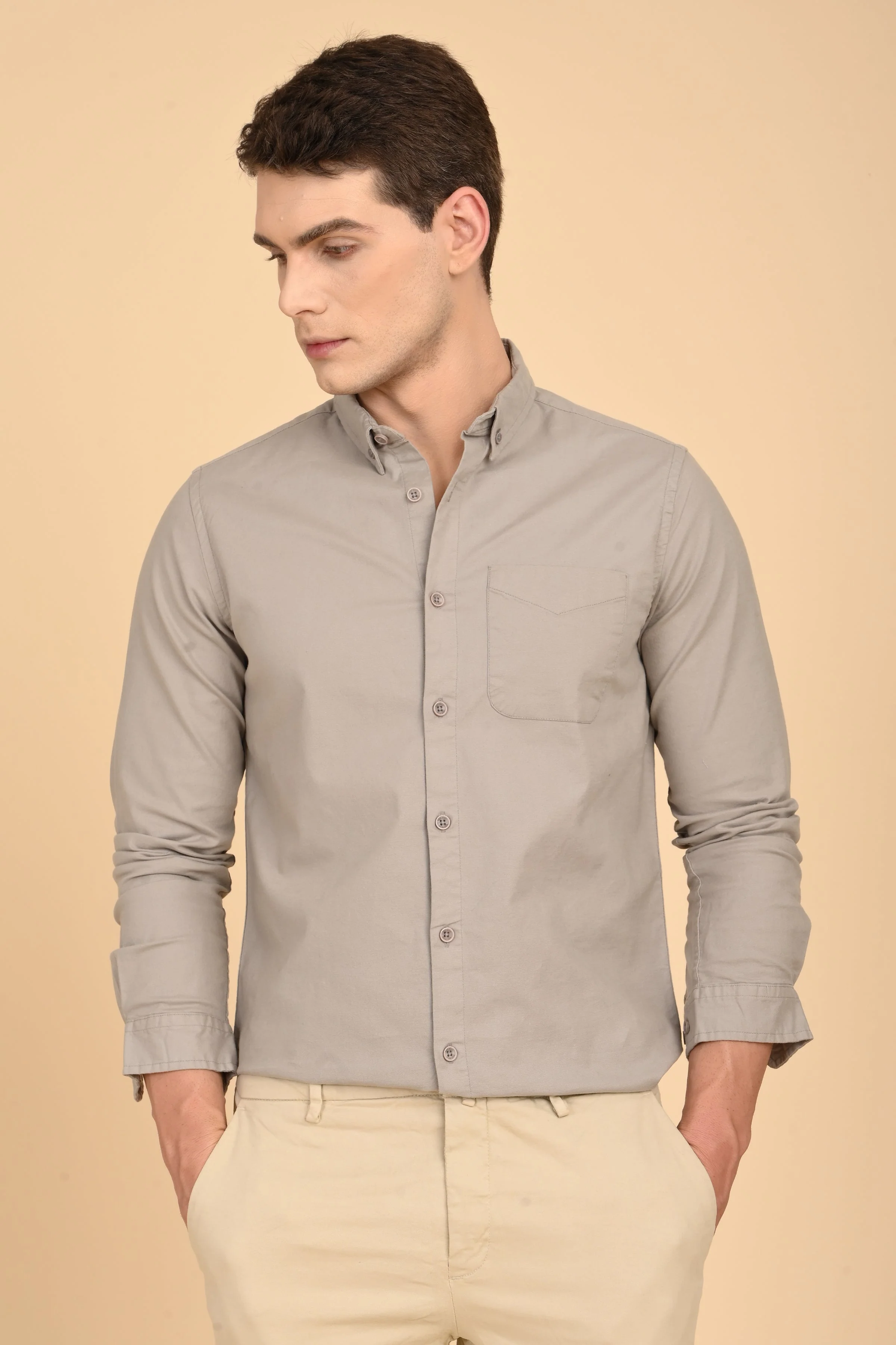 Men Janet Soft Peached Oxford Shirt Pista - Image 4