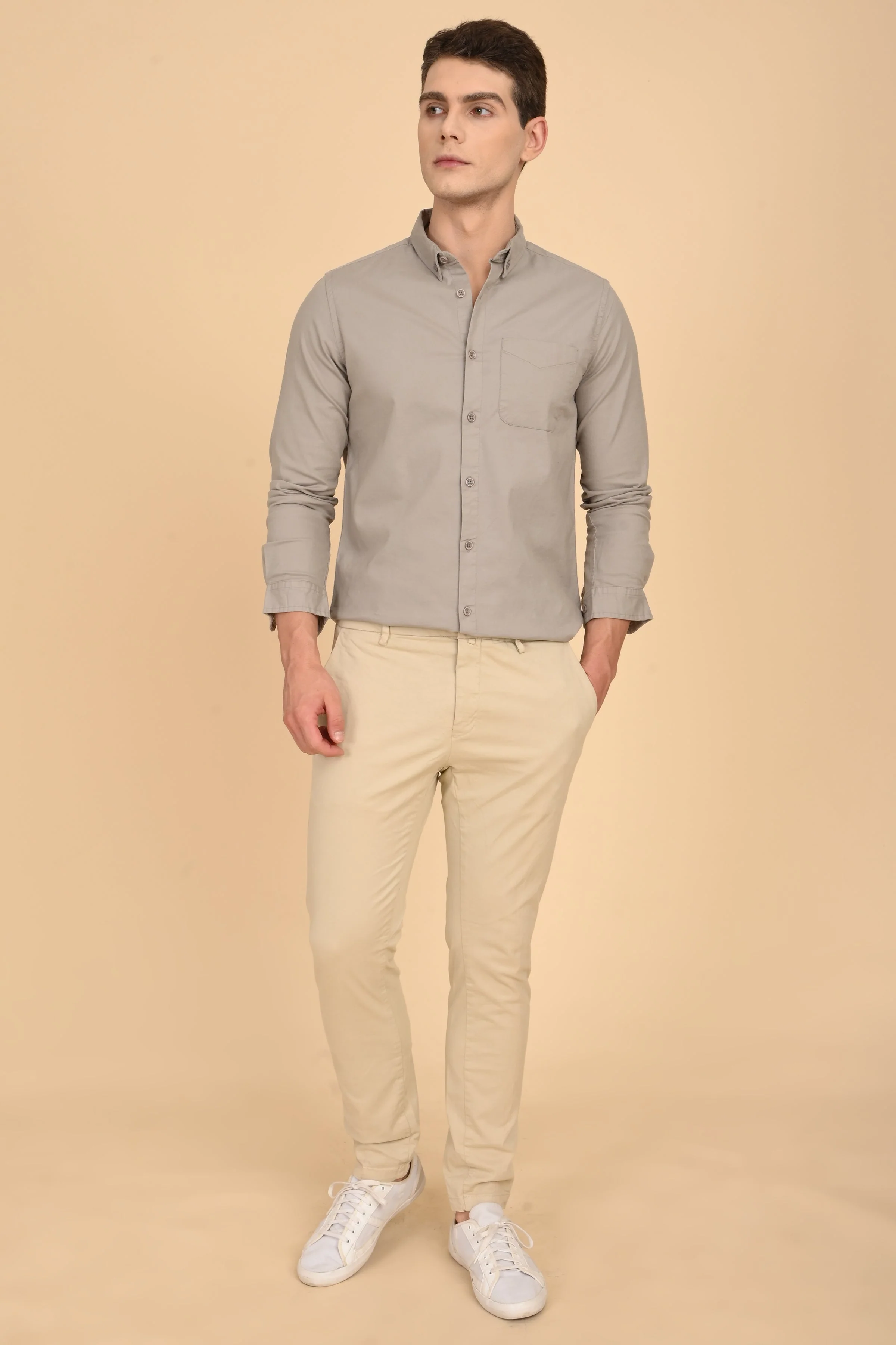 Men Janet Soft Peached Oxford Shirt Pista - Image 5