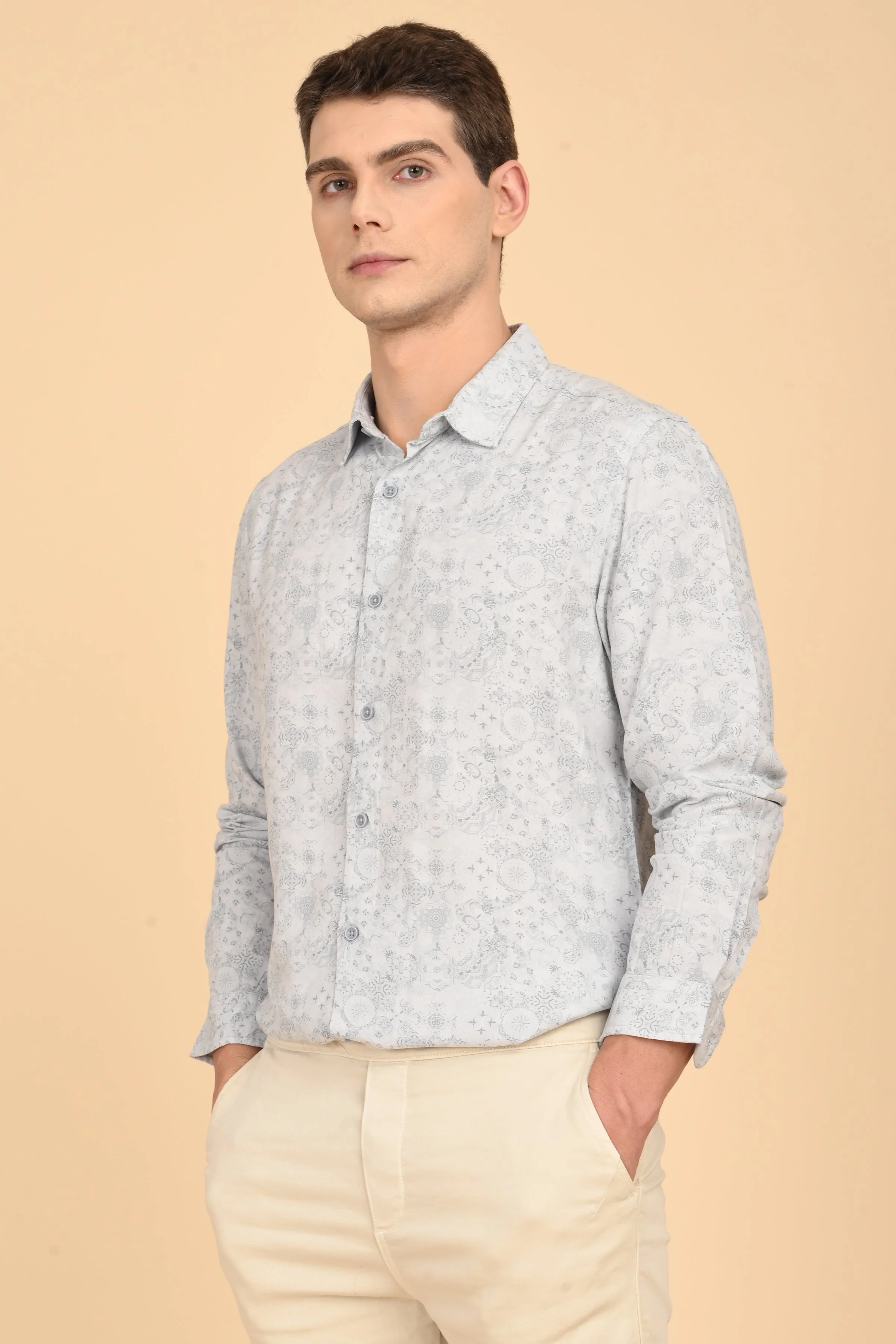Men Jennifer Soft Cotton Printed Shirt Blue - Image 4