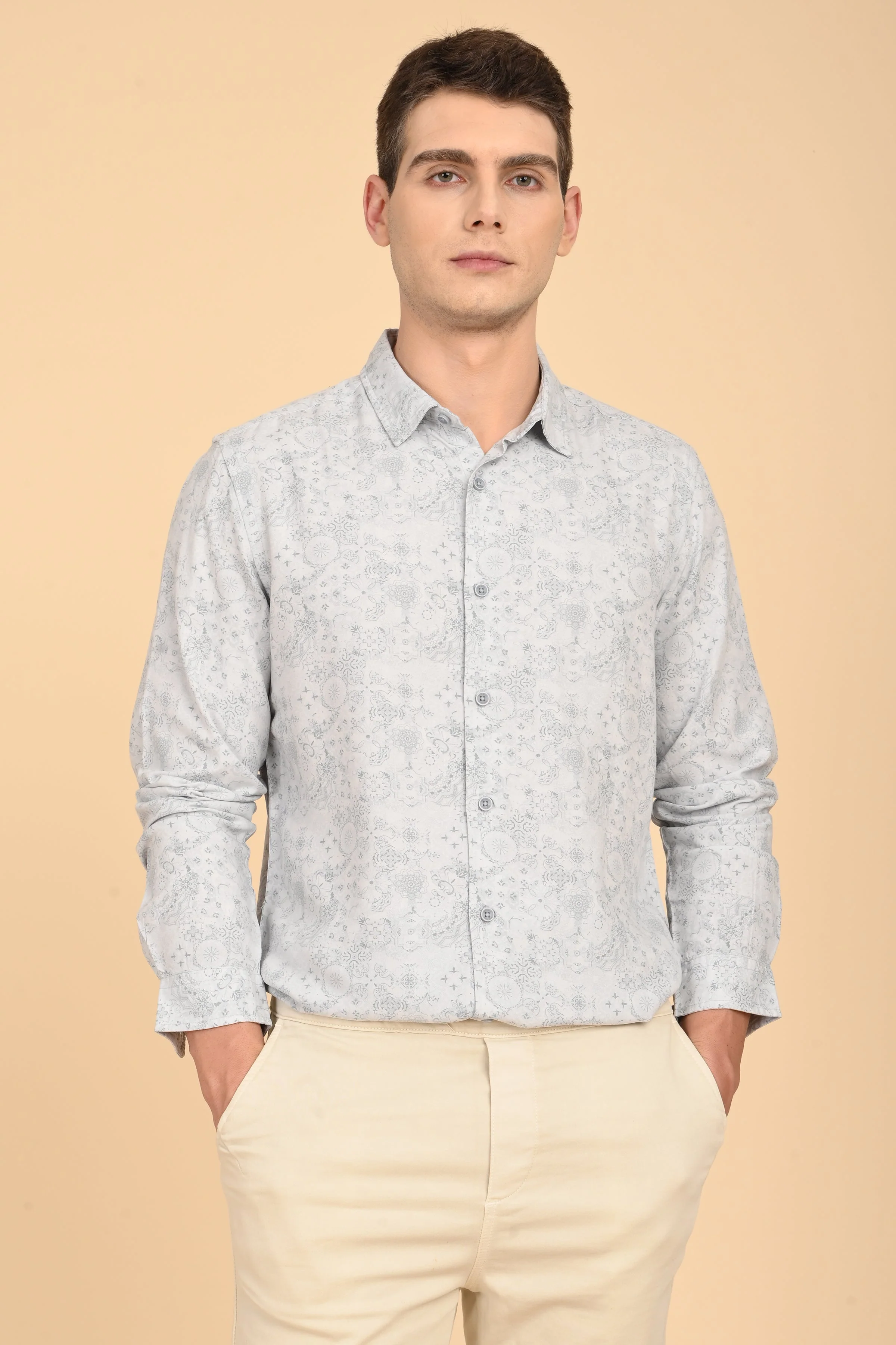 Men Jennifer Soft Cotton Printed Shirt Blue - Image 5
