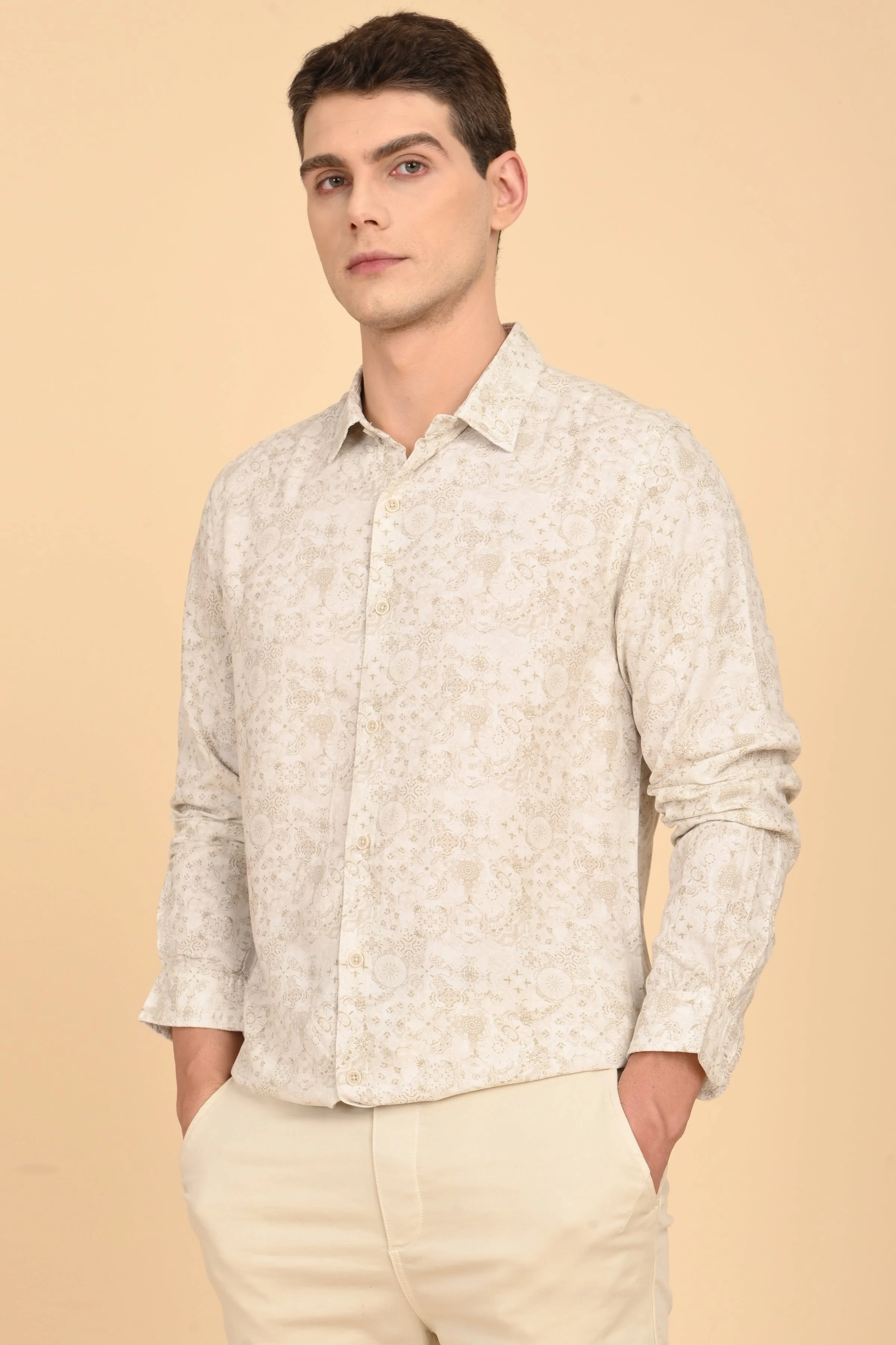 Men Jennifer Soft Cotton Printed Shirt Green - Image 2