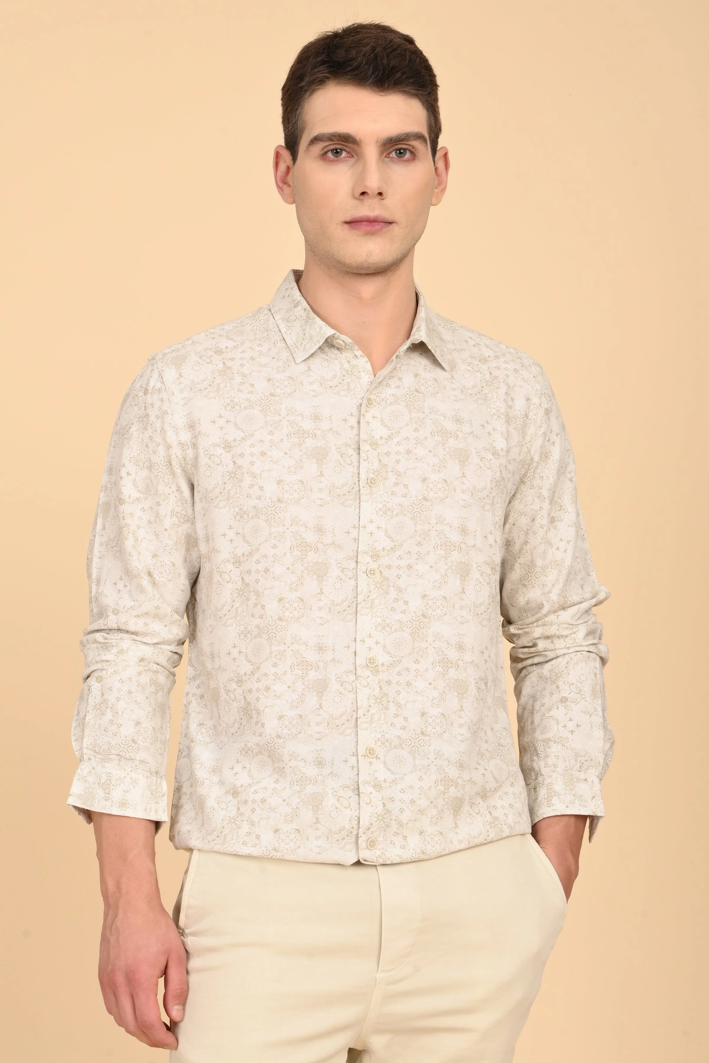 Men Jennifer Soft Cotton Printed Shirt Green - Image 3