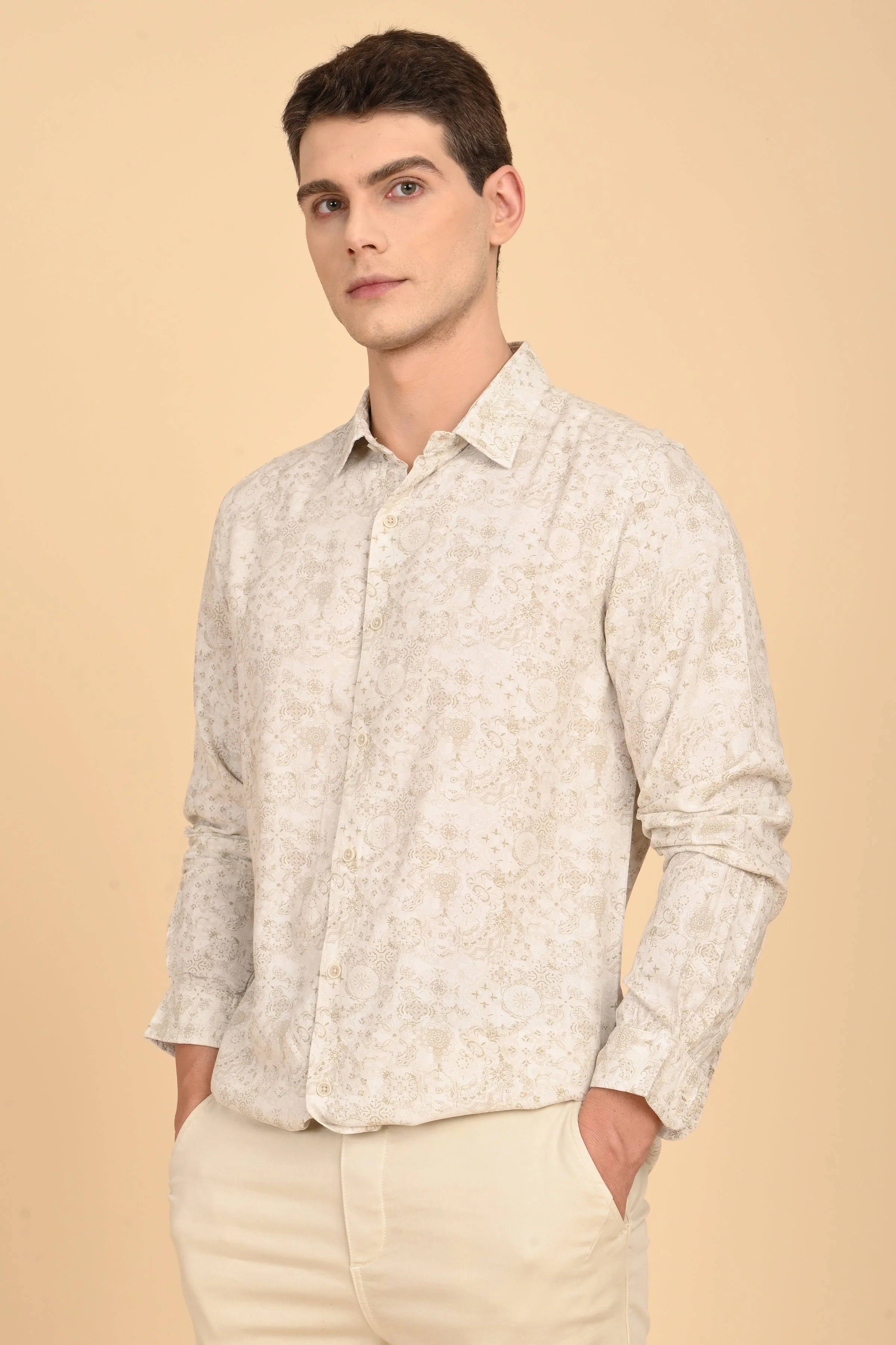 Men Jennifer Soft Cotton Printed Shirt Green - Image 6