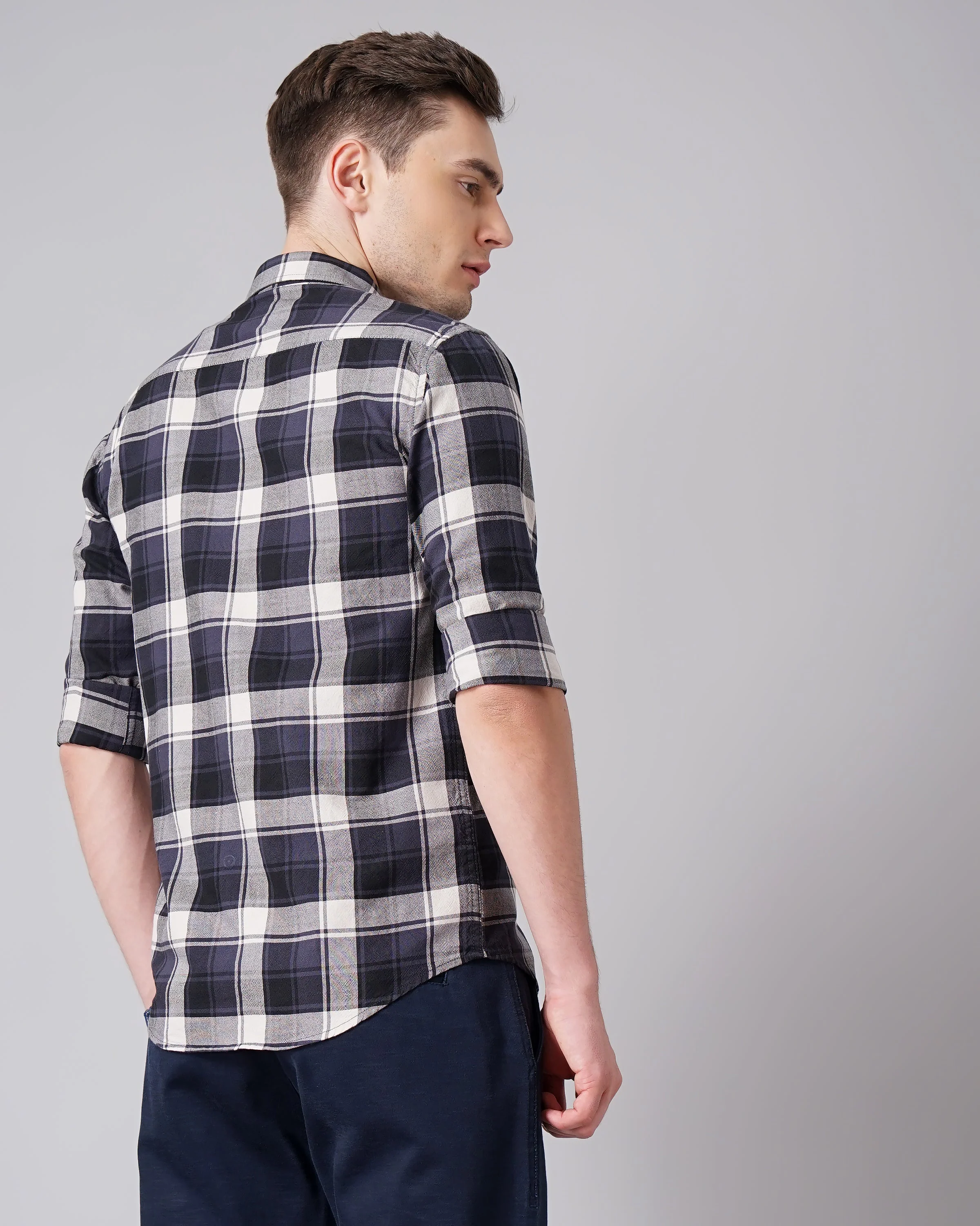 Men Julian Blue Checks Shirt - Image 3