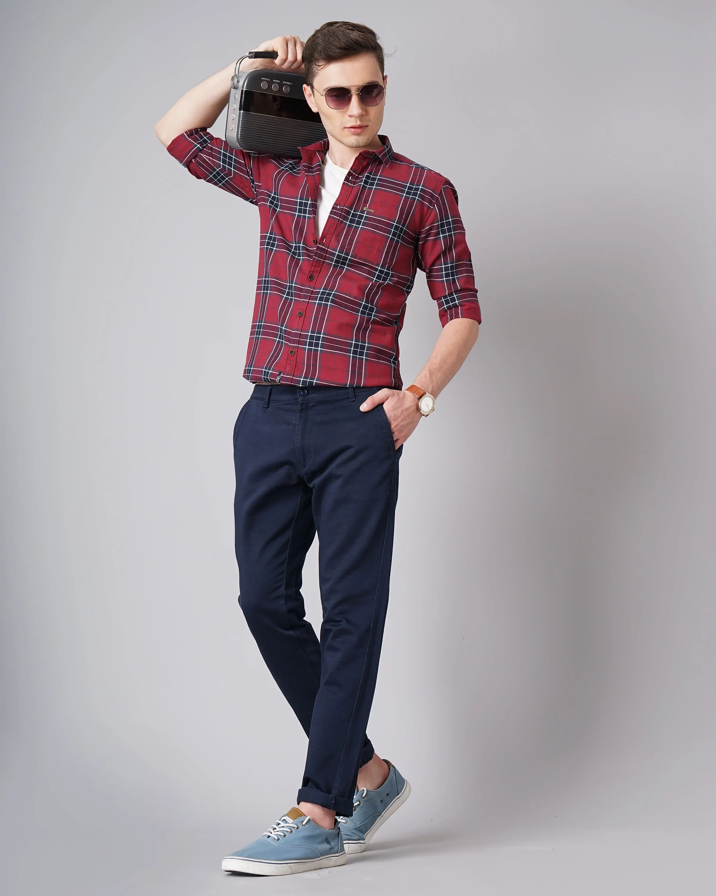 Men Julian Blue Checks Shirt - Image 6