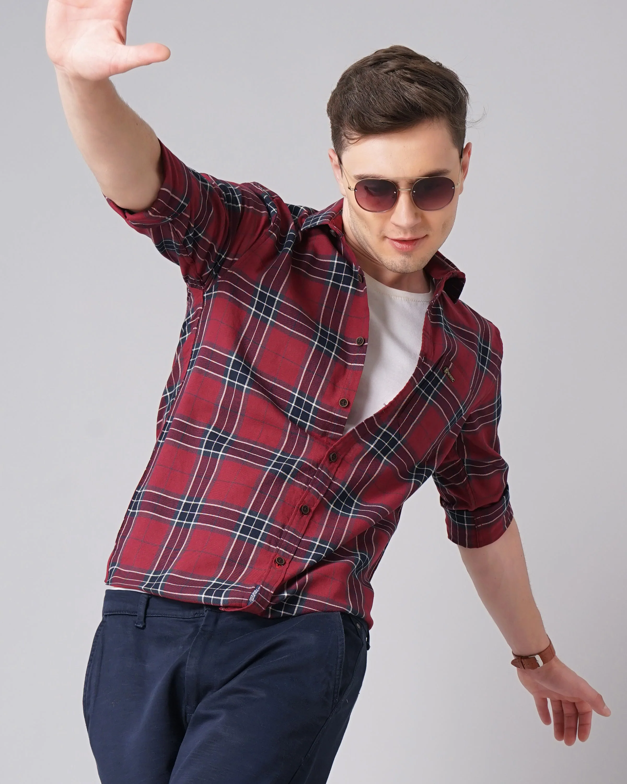 Men Keaton Red Checks Shirt - Image 2