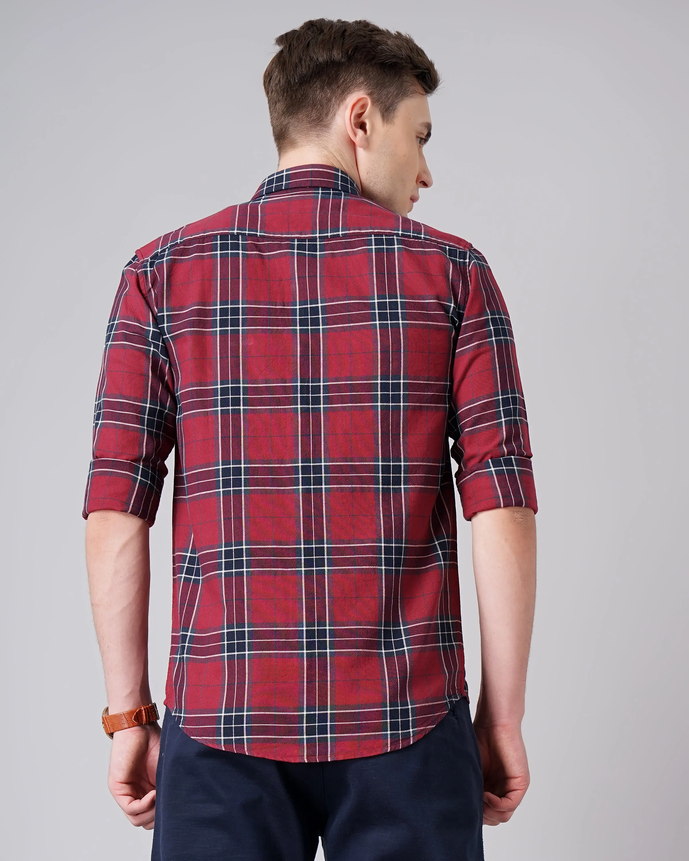 Men Keaton Red Checks Shirt - Image 3