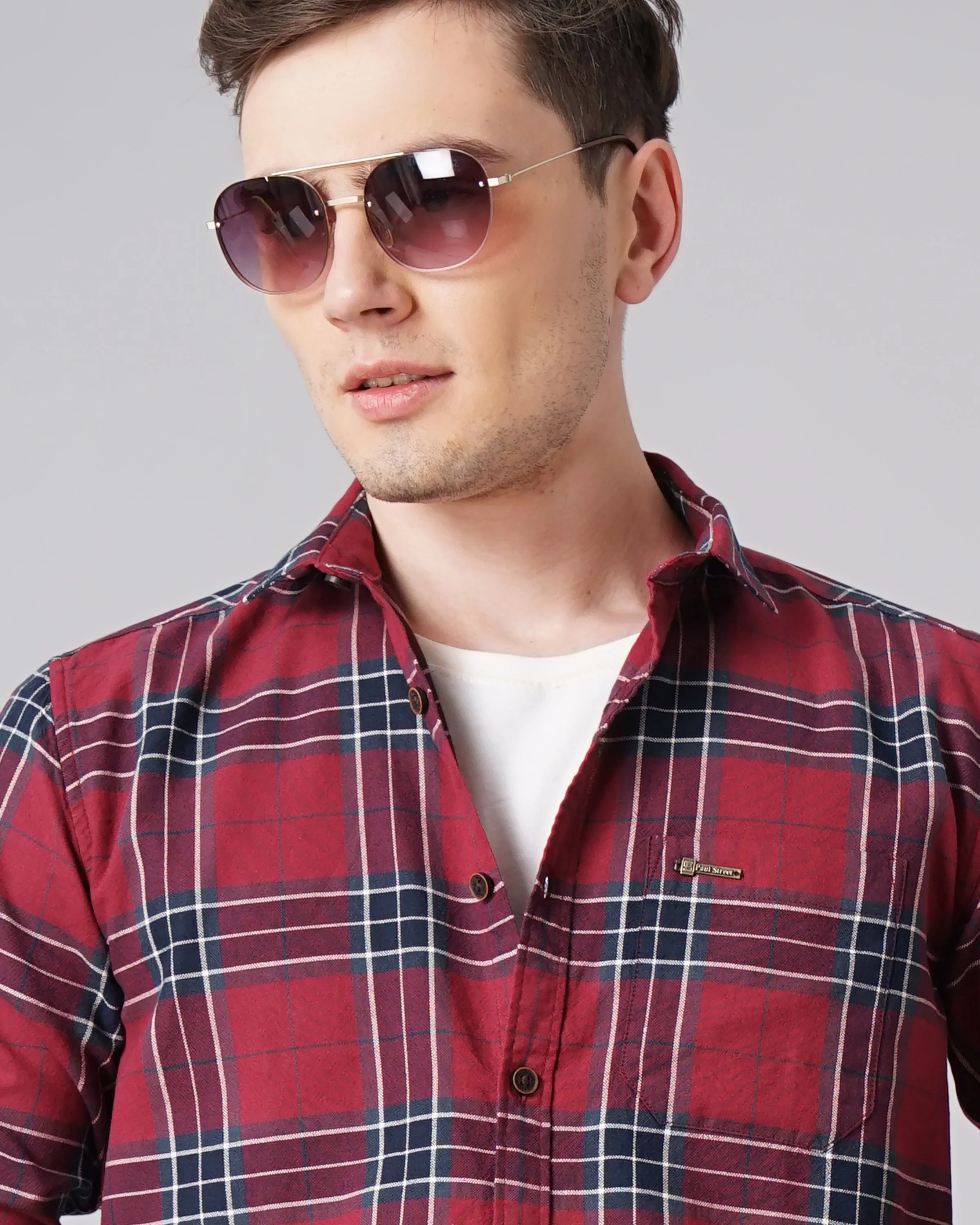 Men Keaton Red Checks Shirt - Image 4
