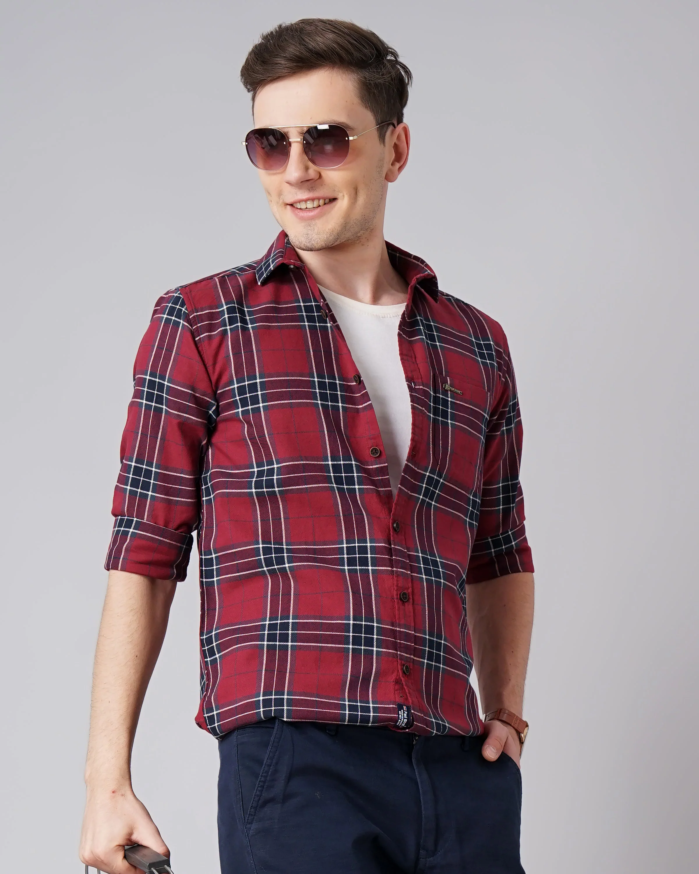Men Keaton Red Checks Shirt - Image 5