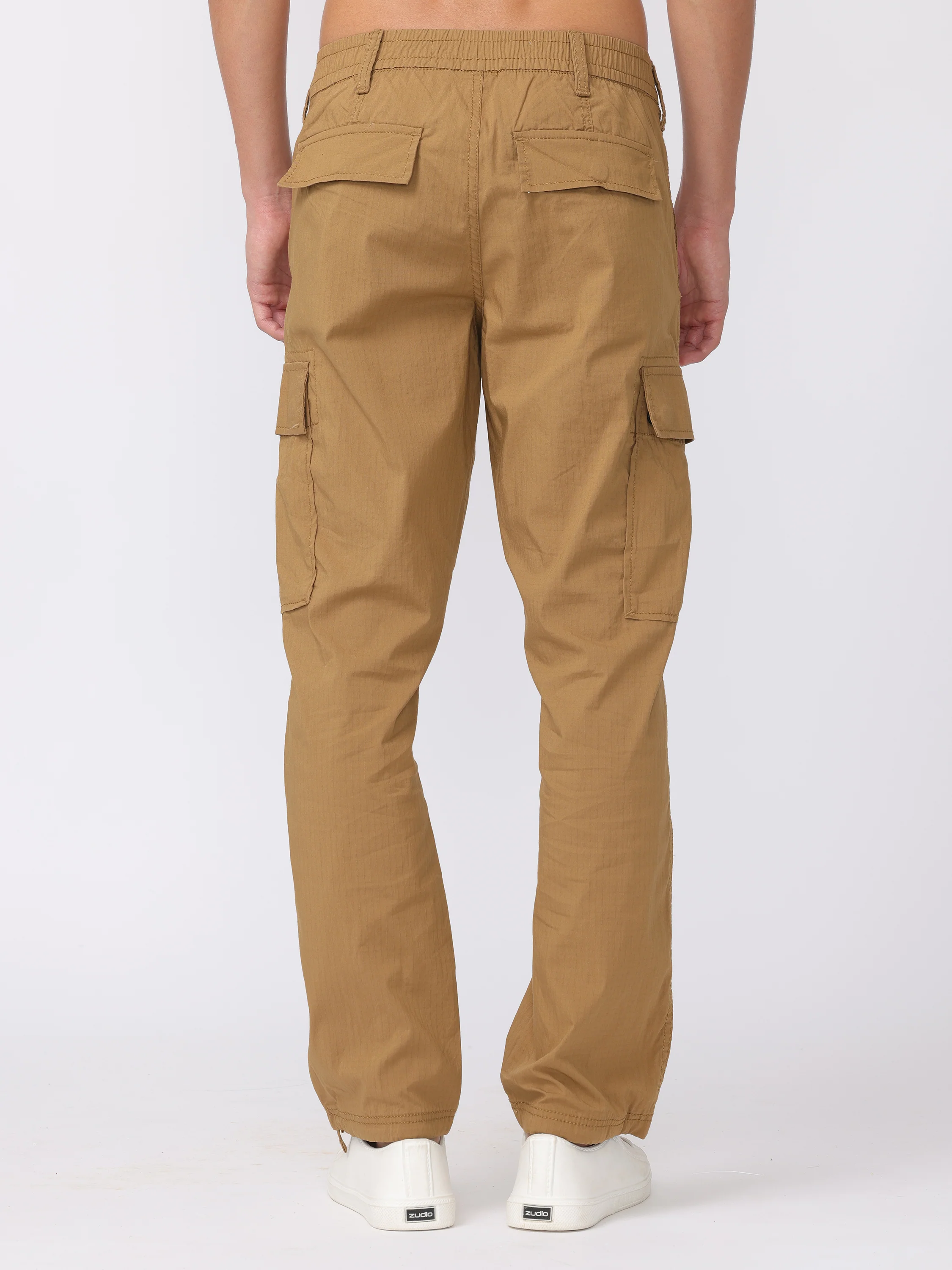 Men Khaki Regular Fit Polyester Pants - Image 5