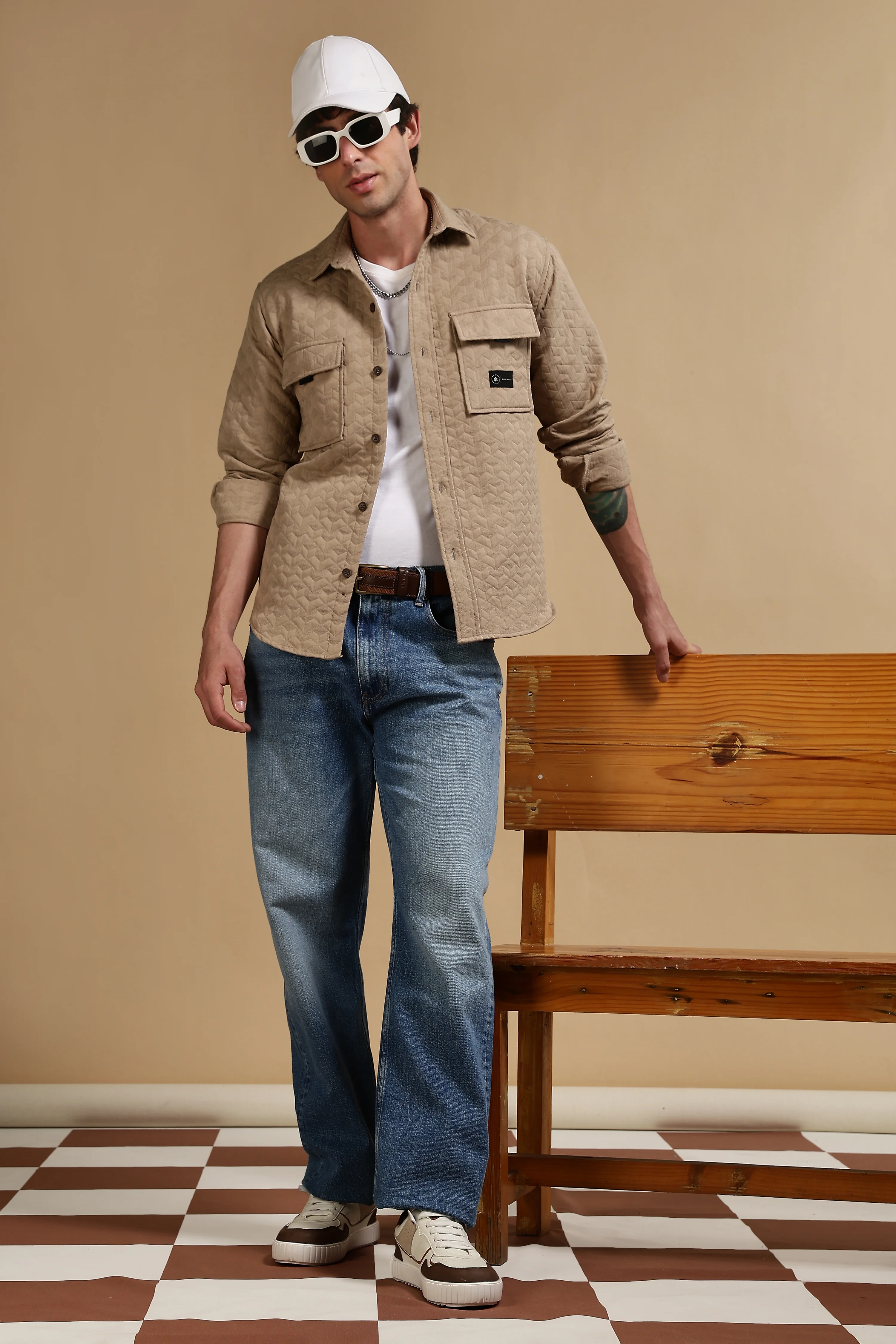 Men Khaki Casual Shacket - Image 10