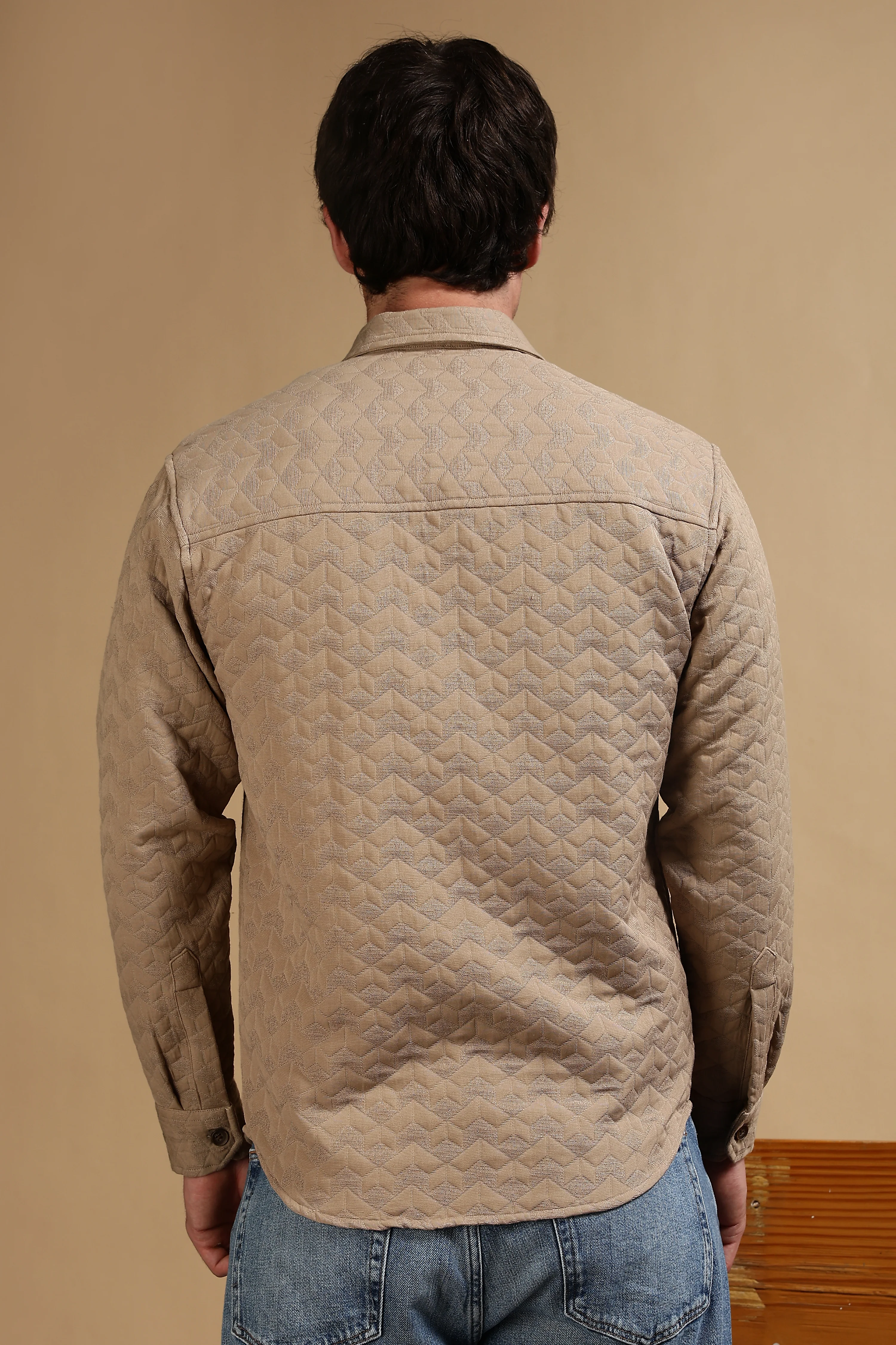 Men Khaki Casual Shacket - Image 5