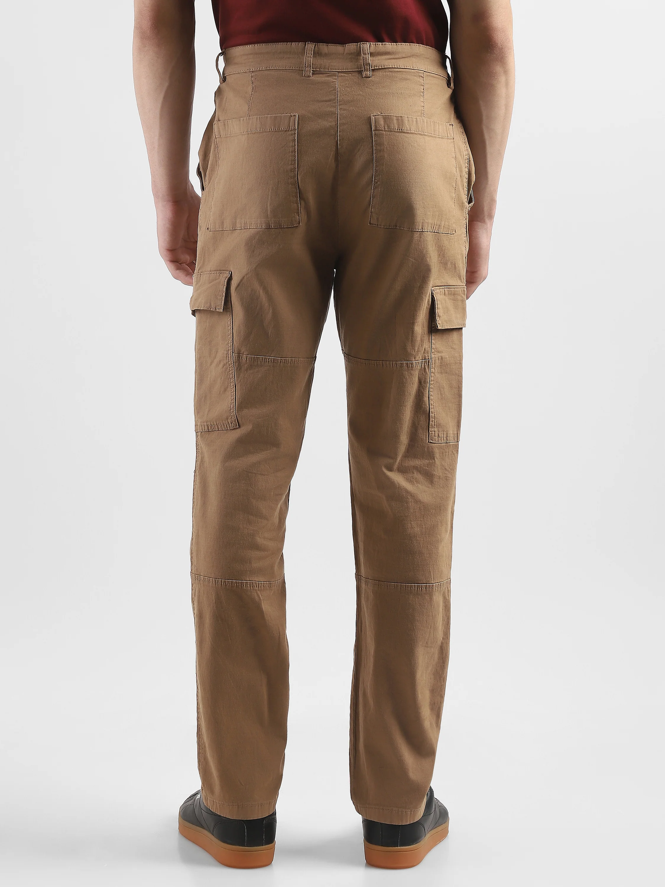 Men Khaki Comfort Cargo Pants with 6 Pockets - Image 2