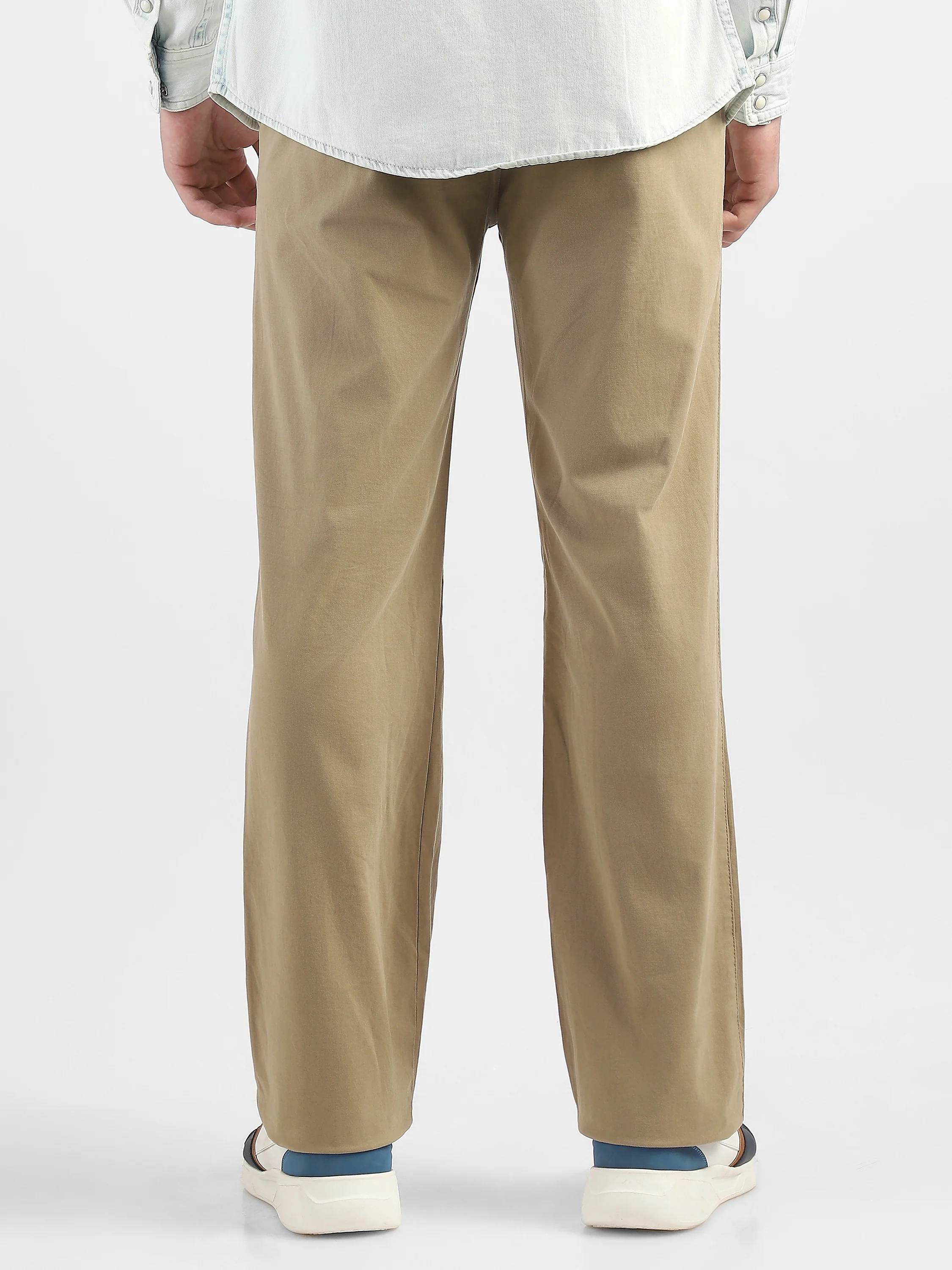 Men Khaki Straight Fit Trousers - Image 4
