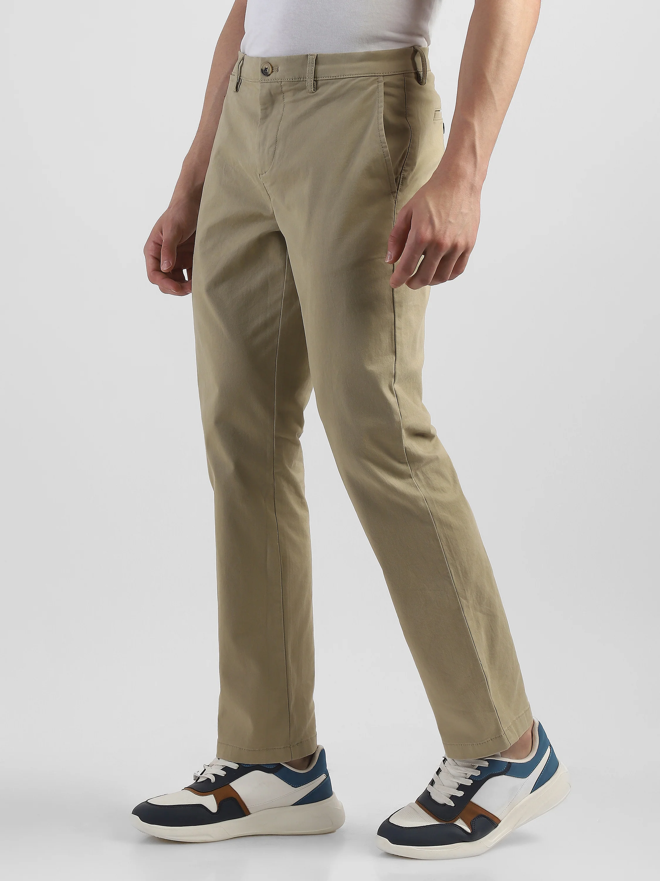 Men Khaki Mid Rise Formal Trouser - Image 5
