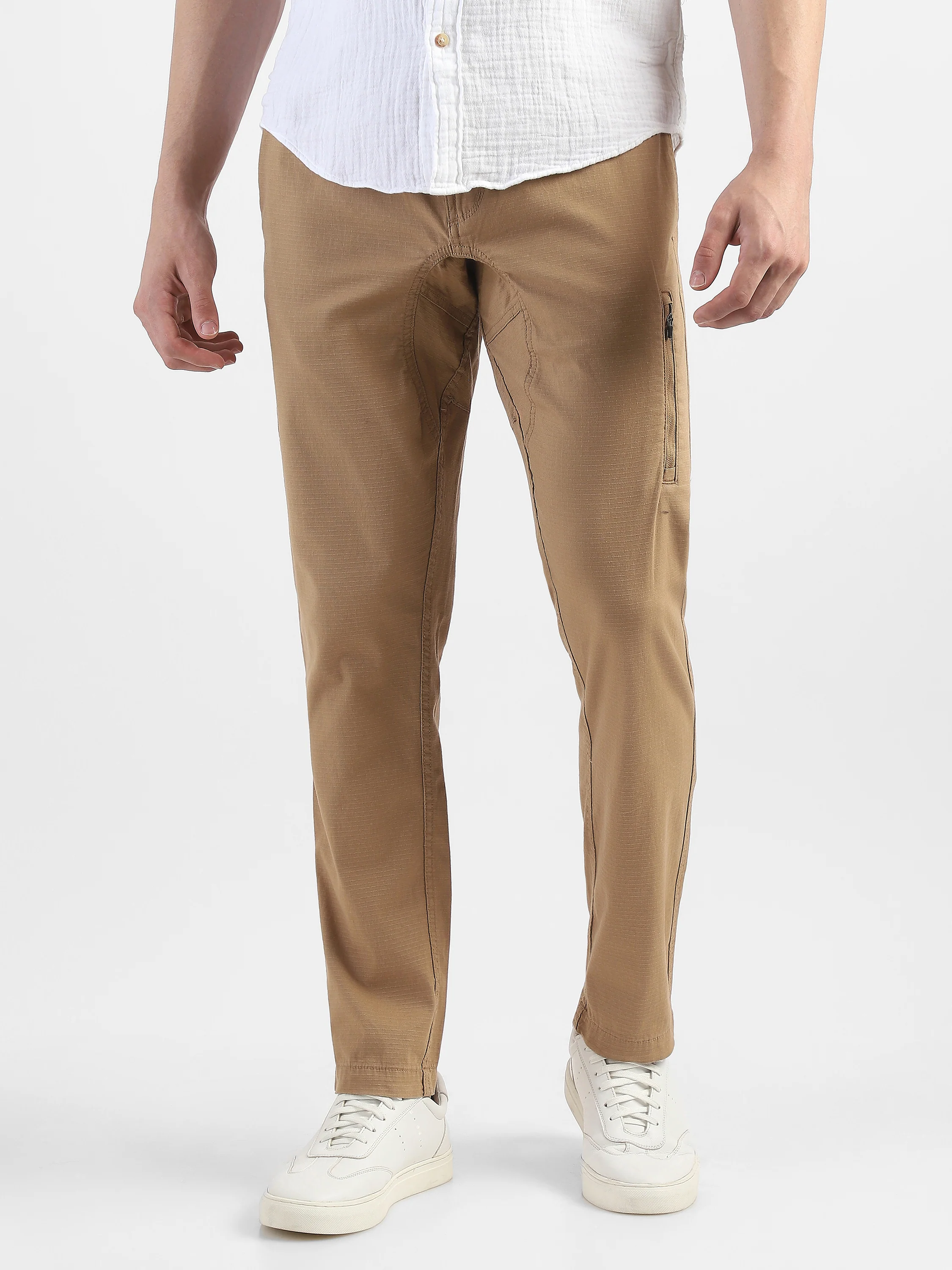 Men Khaki Jogger with 5 Pockets Elasticated Waist - Image 3