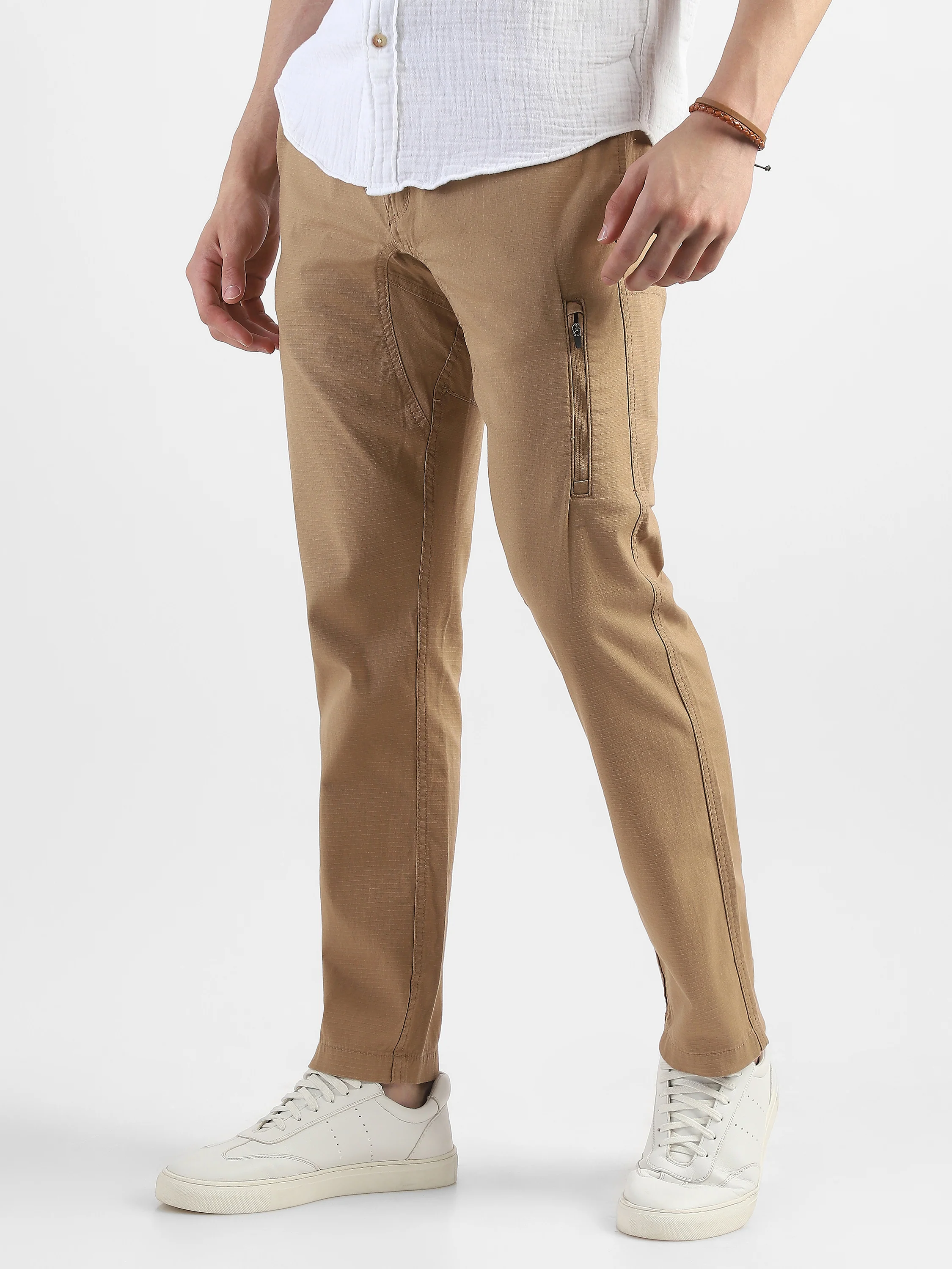 Men Khaki Jogger with 5 Pockets Elasticated Waist - Image 5