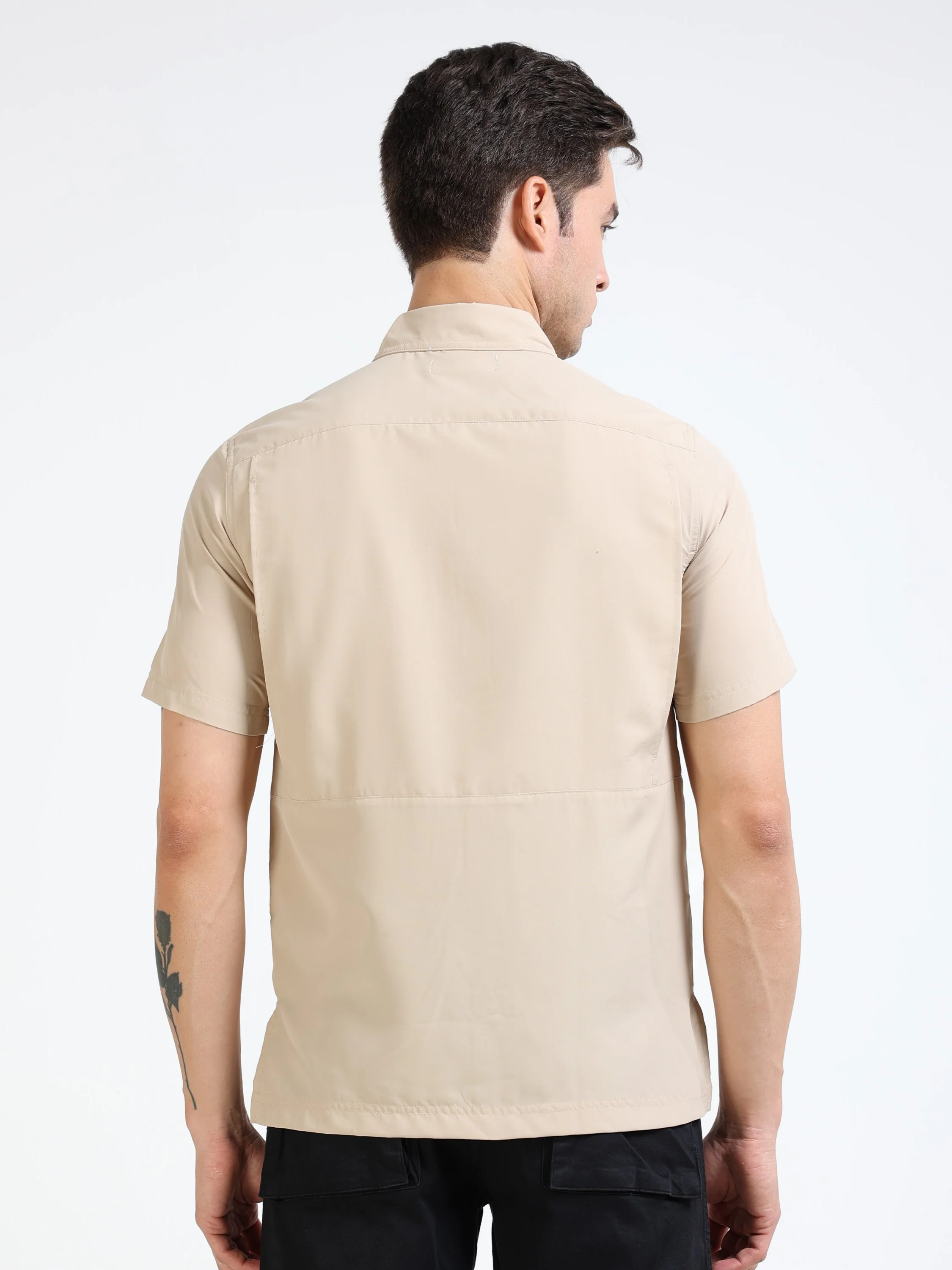 Men Khaki Parachute Half Shirt - Image 3