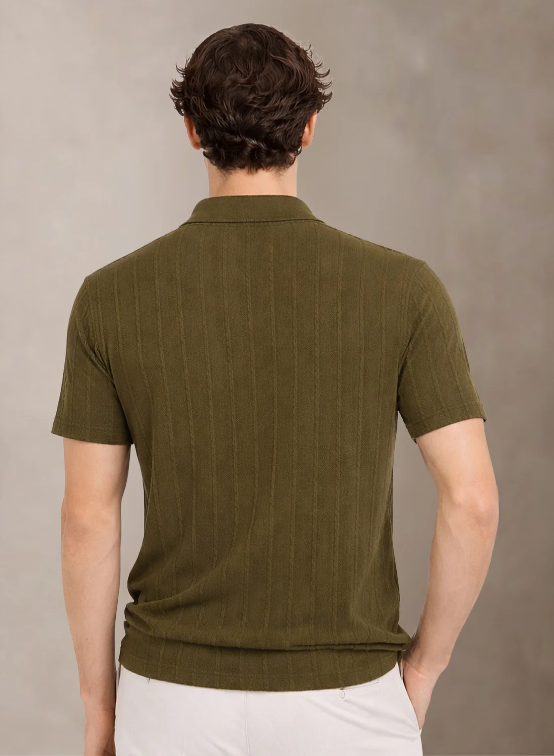 Men Khaki Polo T-Shirt - Image 3