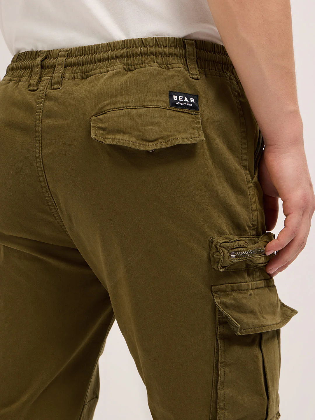 Men Khaki Regular Fit Cargo Pants - Image 6