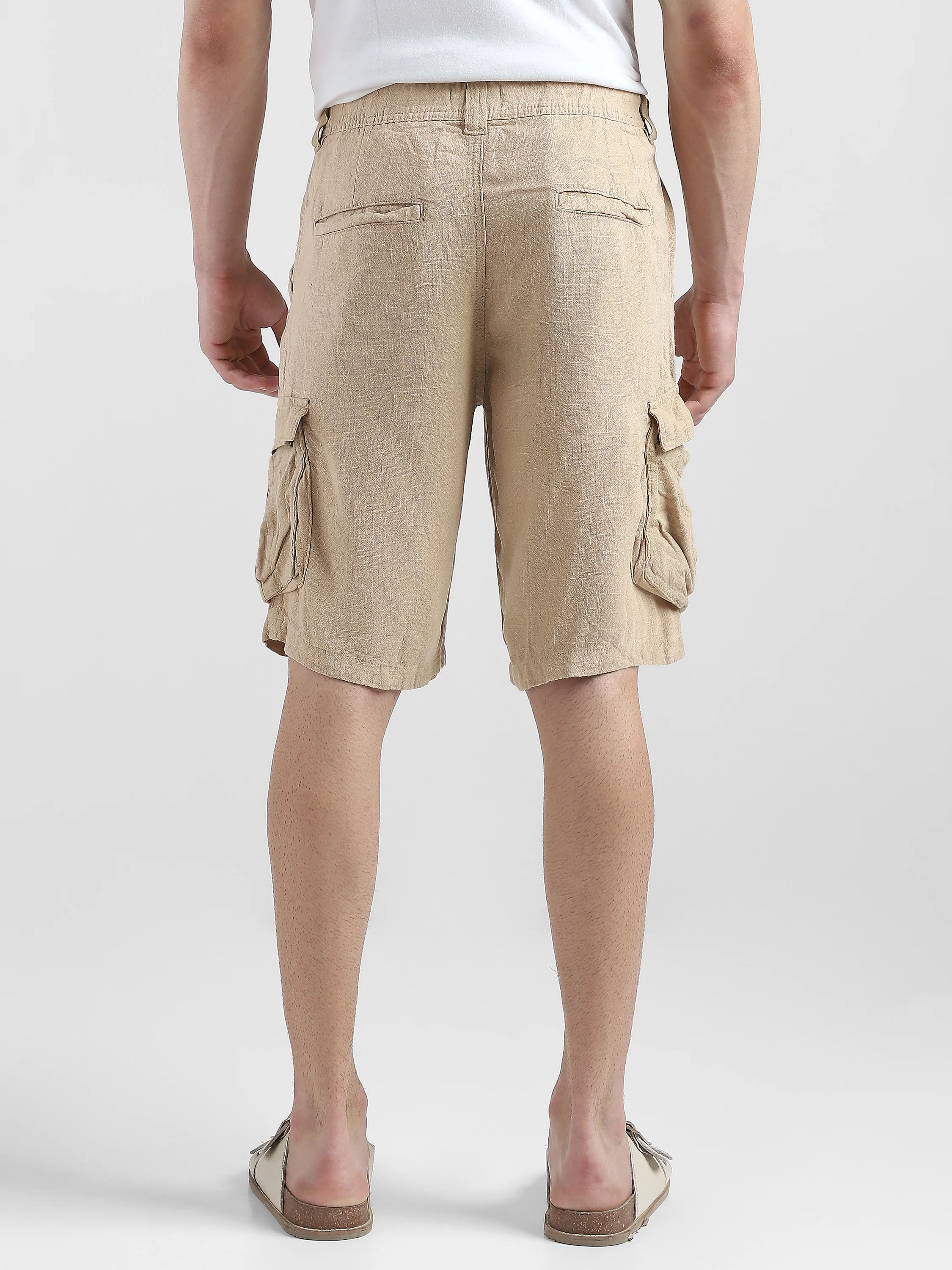 Men Khaki Cargo Shorts - Image 4