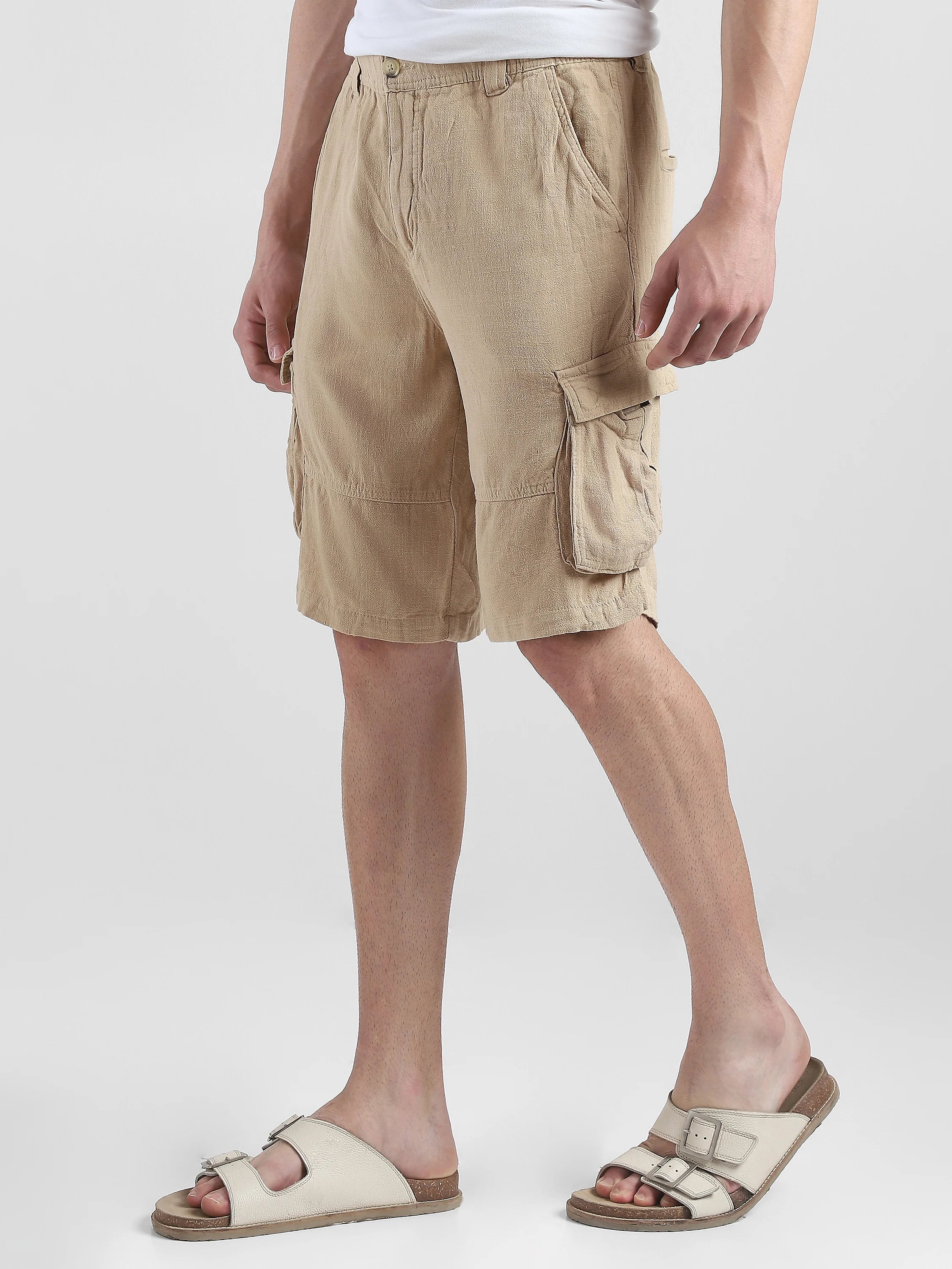 Men Khaki Cargo Shorts - Image 5
