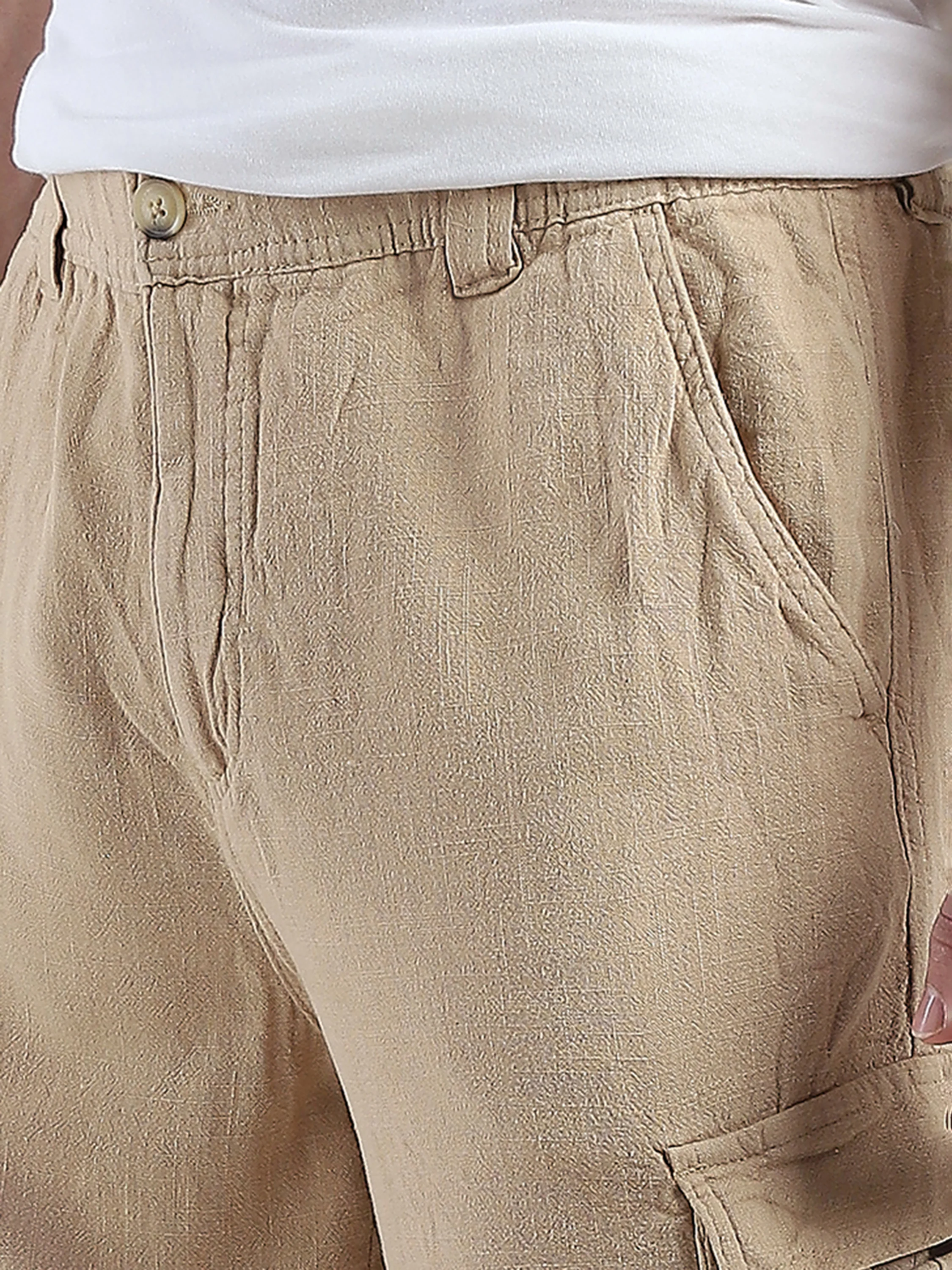 Men Khaki Cargo Shorts - Image 6