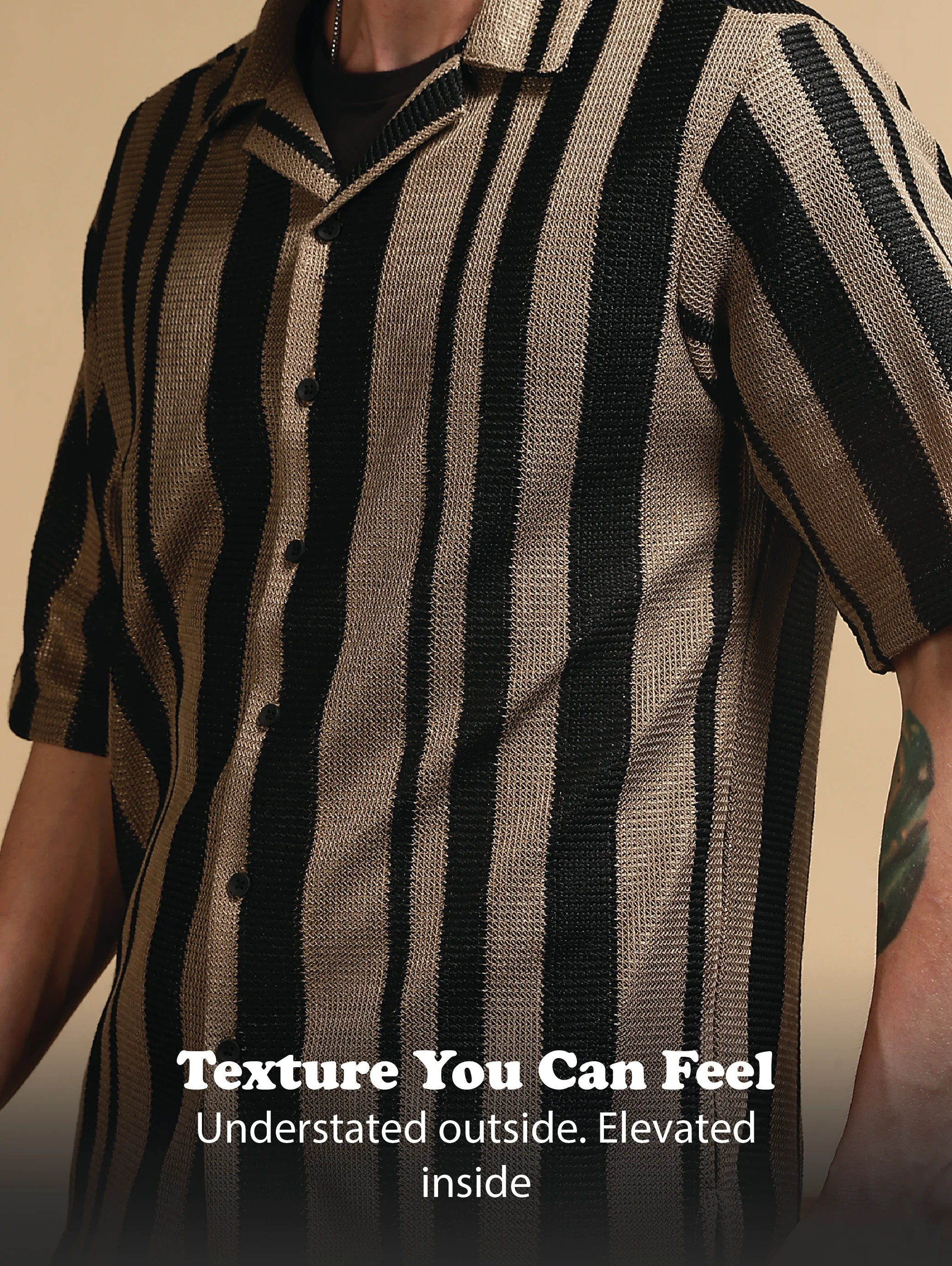 Men Khaki Relaxed Fit Striped Shirt - Image 11