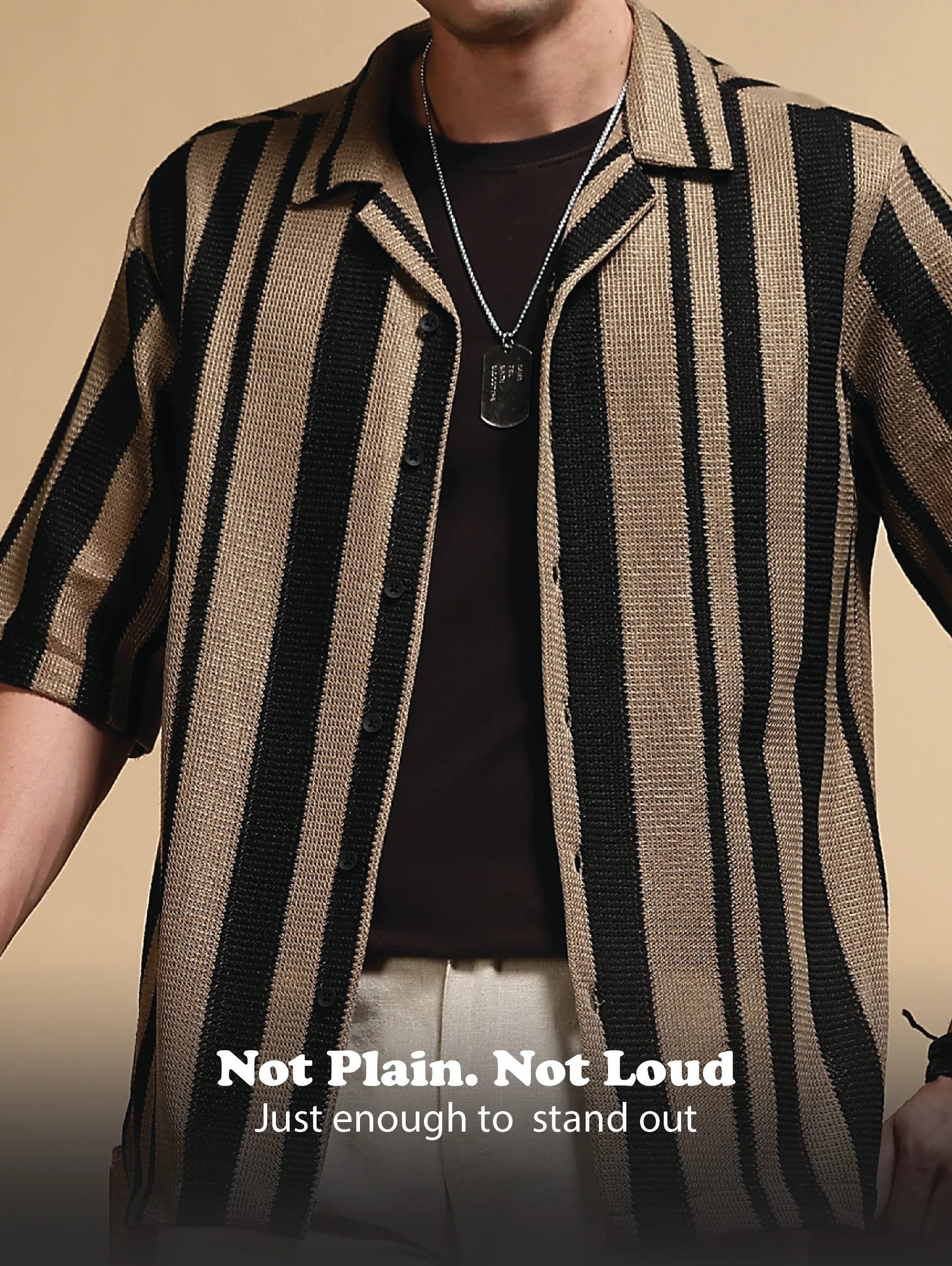 Men Khaki Relaxed Fit Striped Shirt - Image 13