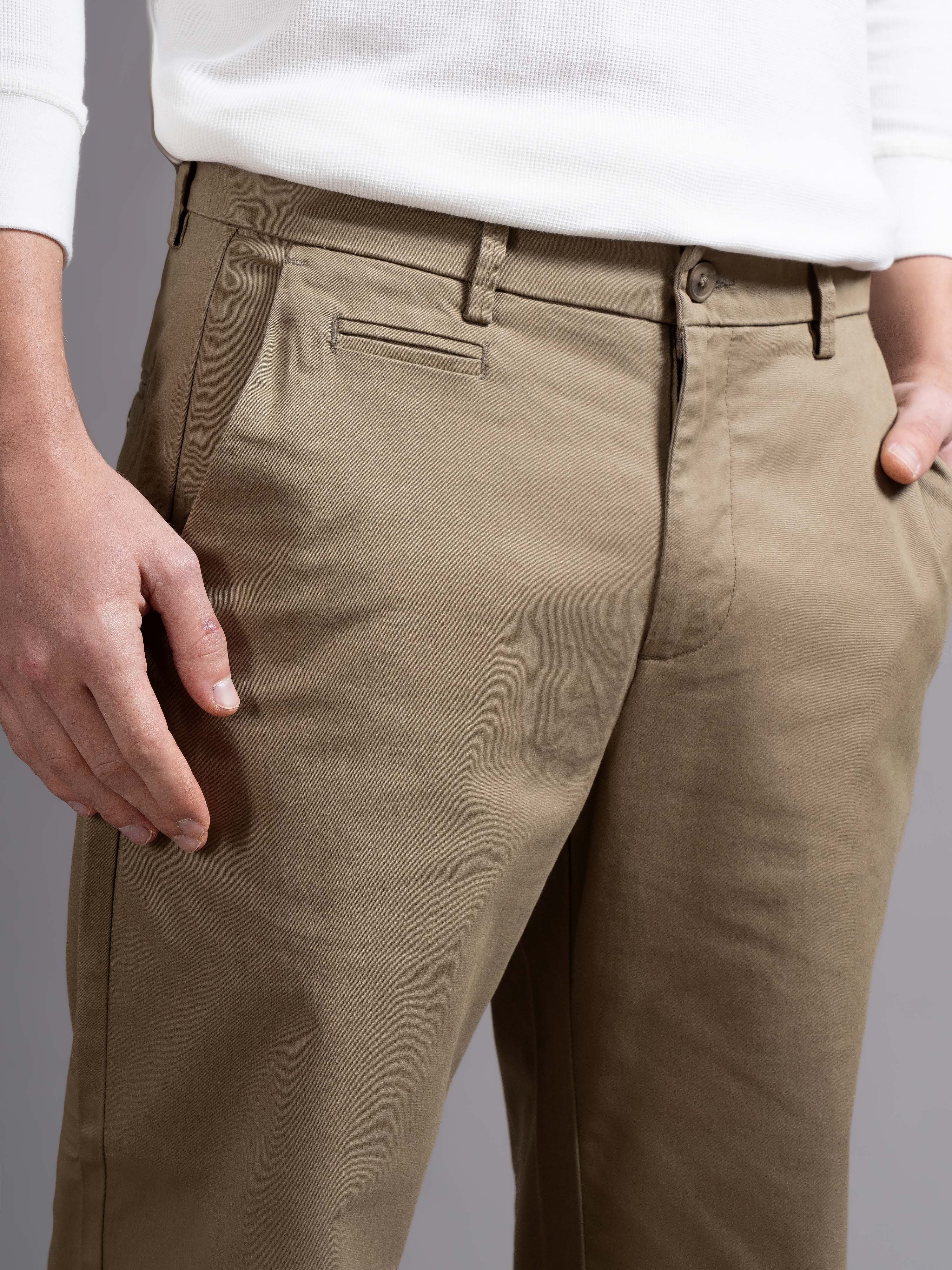 Men Khaki Smart Slim Fit Chinos - Image 6