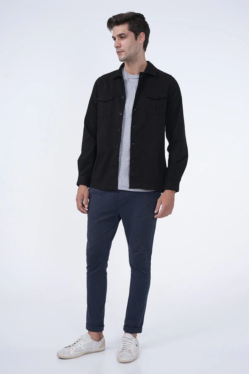 Men Kraken Twill Overshirt Black Cool - Image 5