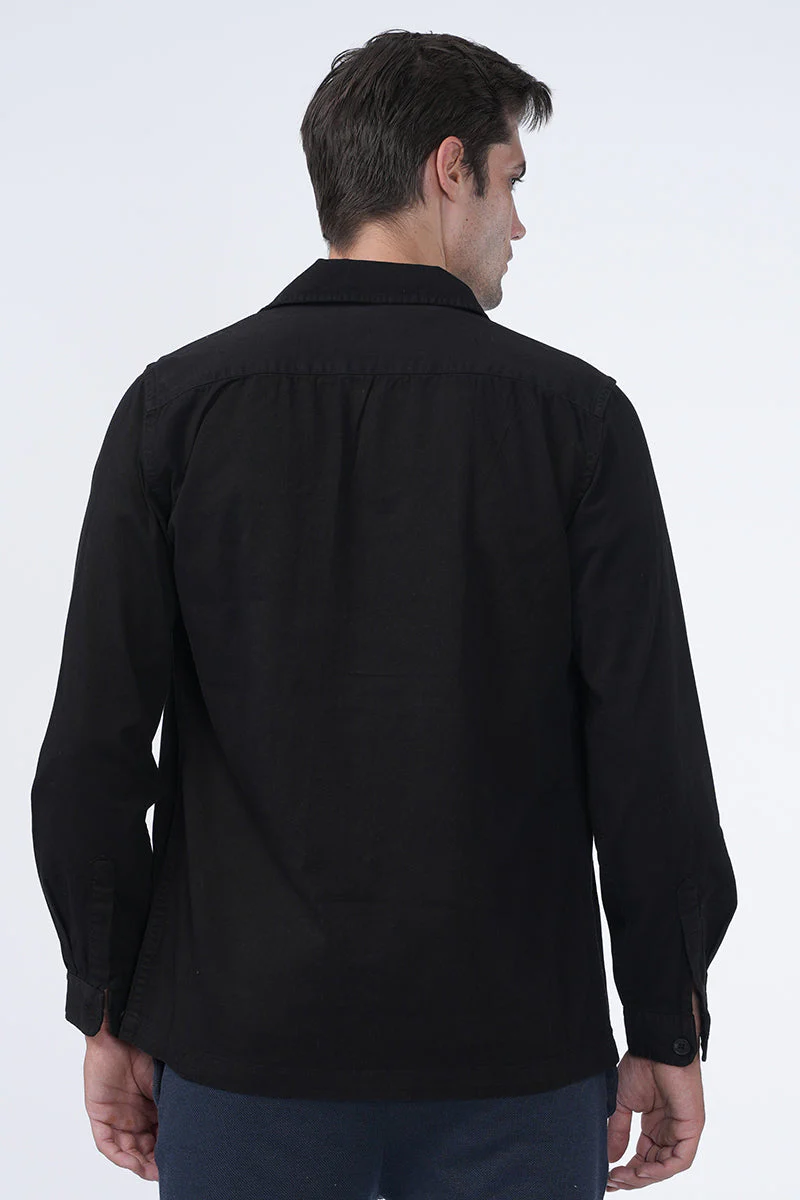 Men Kraken Twill Overshirt Black Cool - Image 6
