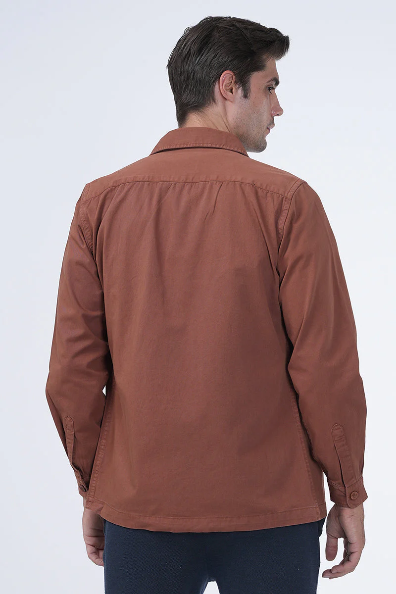 Men Kraken Twill Overshirt Brick Red - Image 6