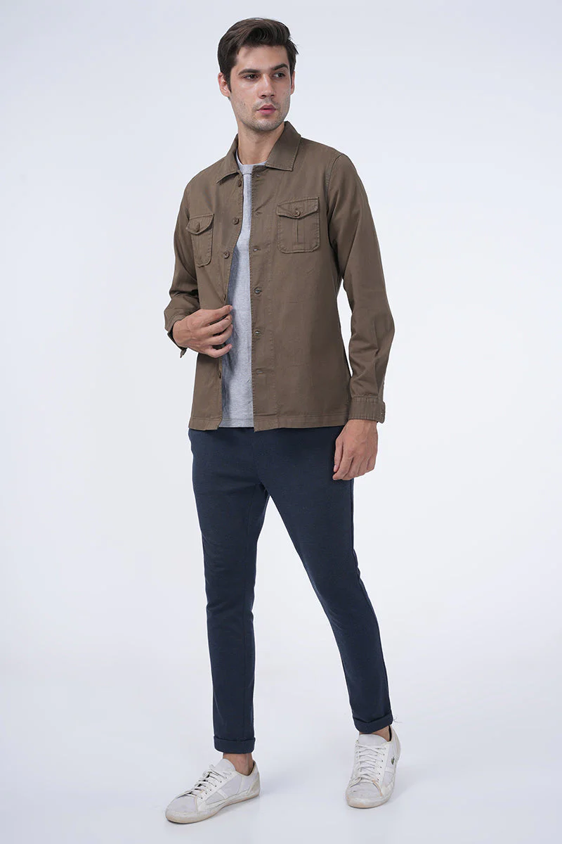 Men Kraken Twill Overshirt Khaki Mode - Image 5