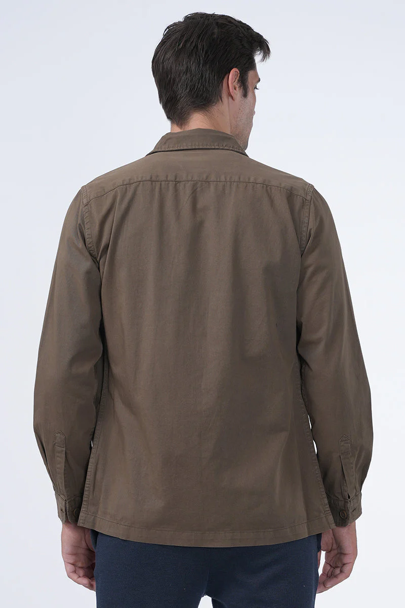 Men Kraken Twill Overshirt Khaki Mode - Image 6